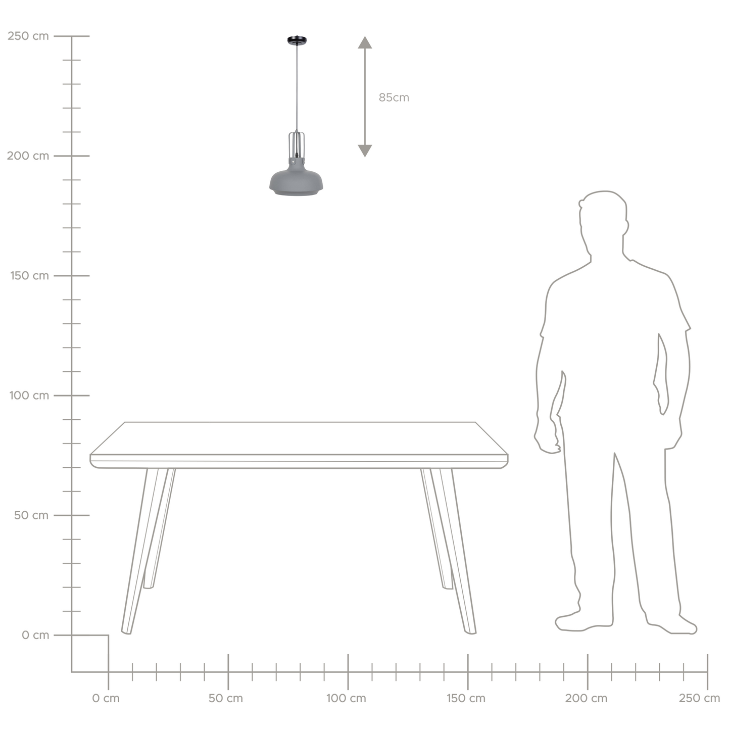 Hängelampe grau Glockenform TARAVO