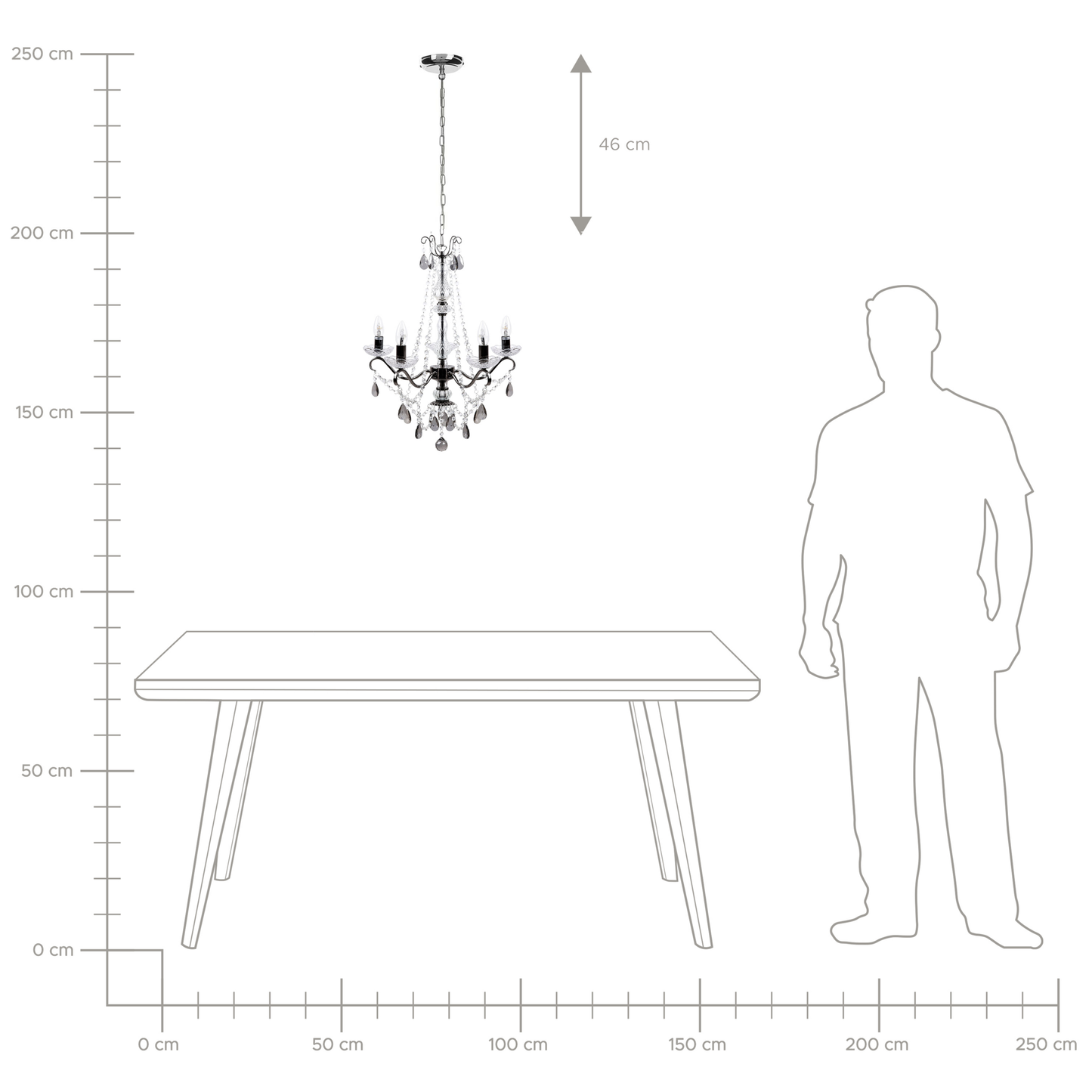 Kronleuchter Metall / Acrylglas schwarz Kristall-Optik 5-flammig TIEDA