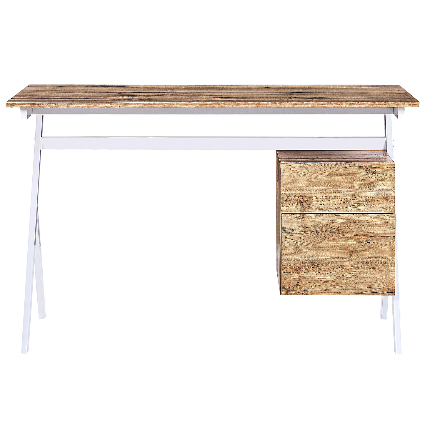 Schreibtisch heller Holzfarbton / weiss 120 x 60 cm Schublade mit Schrank ASHLAND