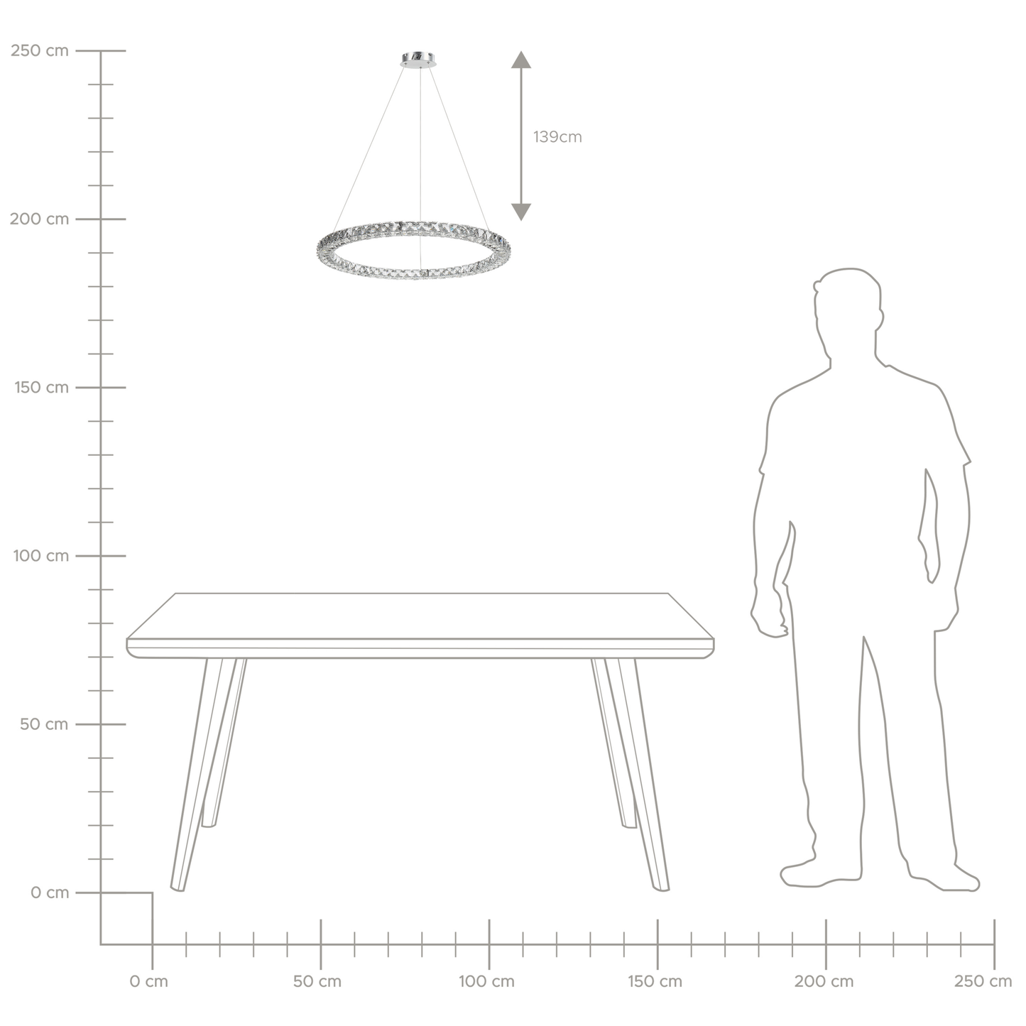 LED Hängelampe MAGAT Kristall Silber