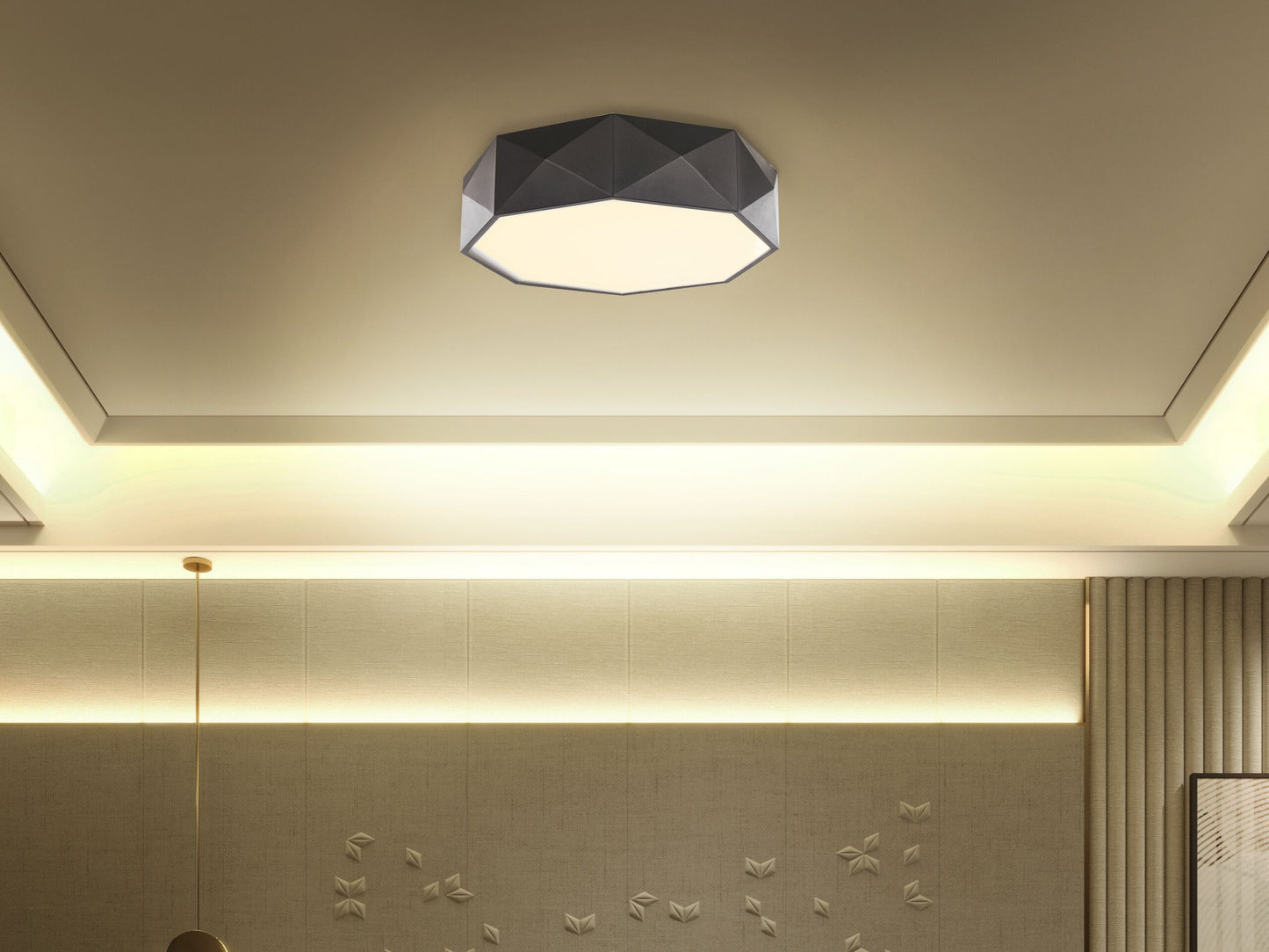 Deckenleuchte LED Metall schwarz achteckig SVAY