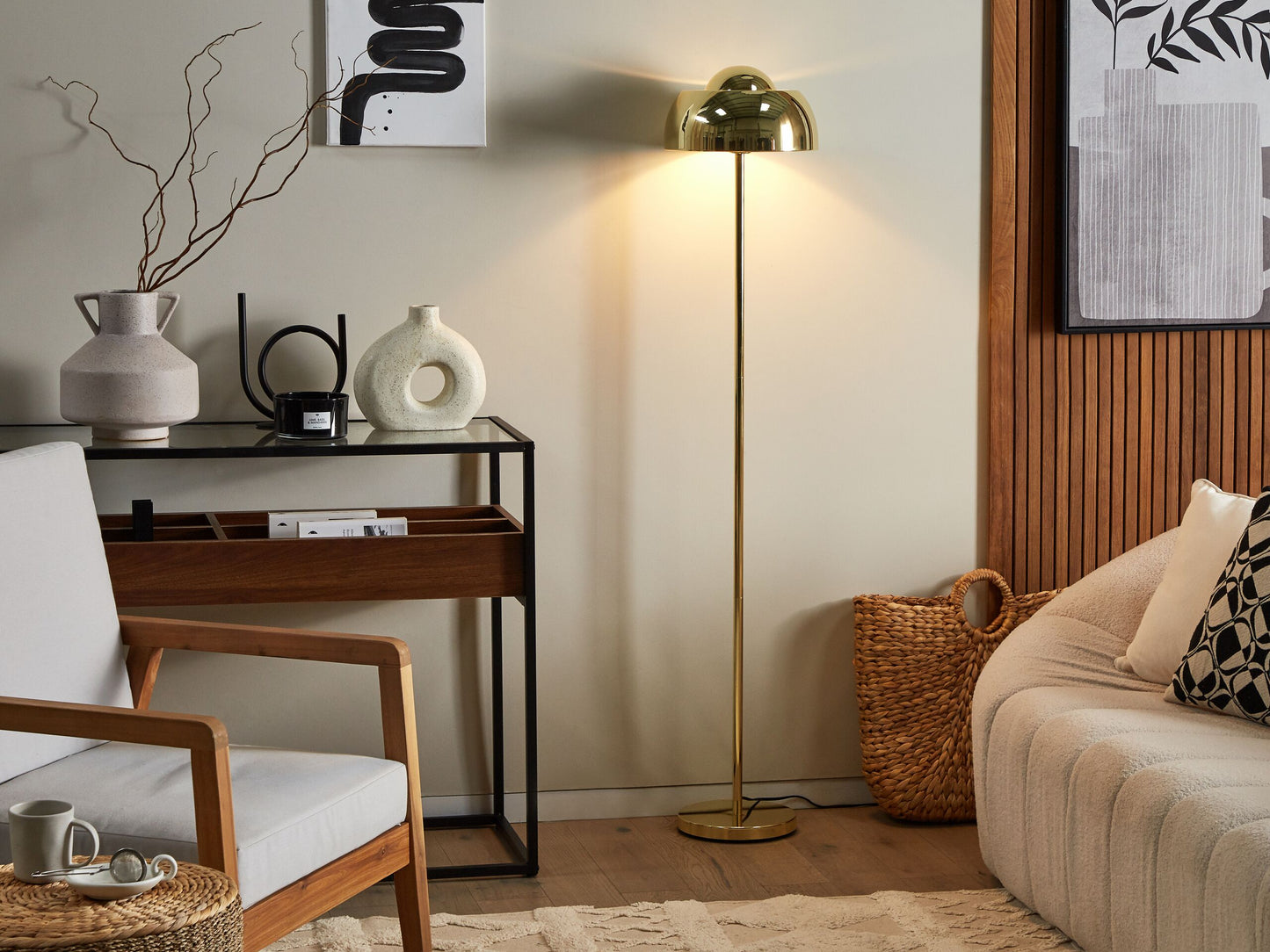 Stehlampe Metall gold glänzend 148 cm rund SENETTE
