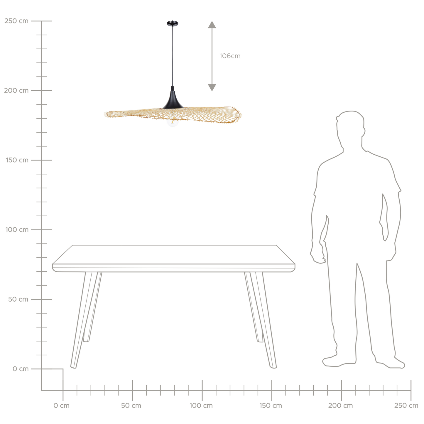 Hängelampe FLOYD Bambusholz Hellbraun