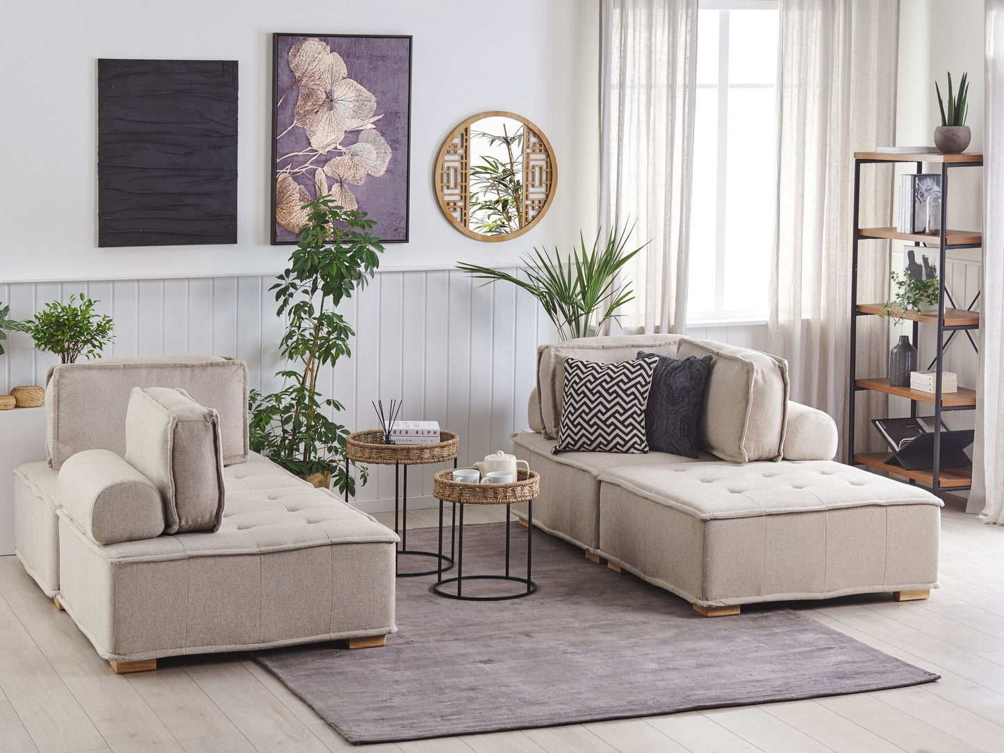 Sofa Set Polsterbezug helles Beige 4-Sitzer TIBRO