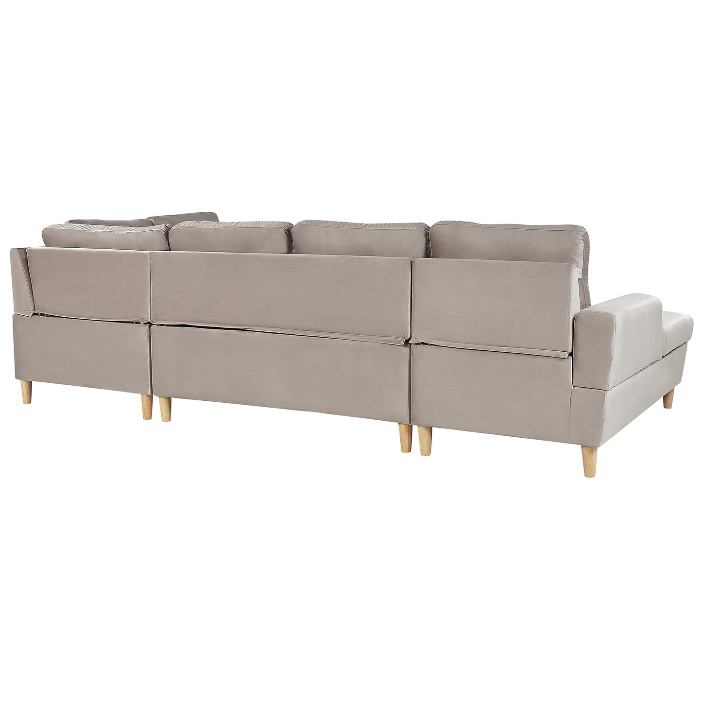 Schlafsofa U-förmig Samtstoff beige mit Stauraum LERUM
