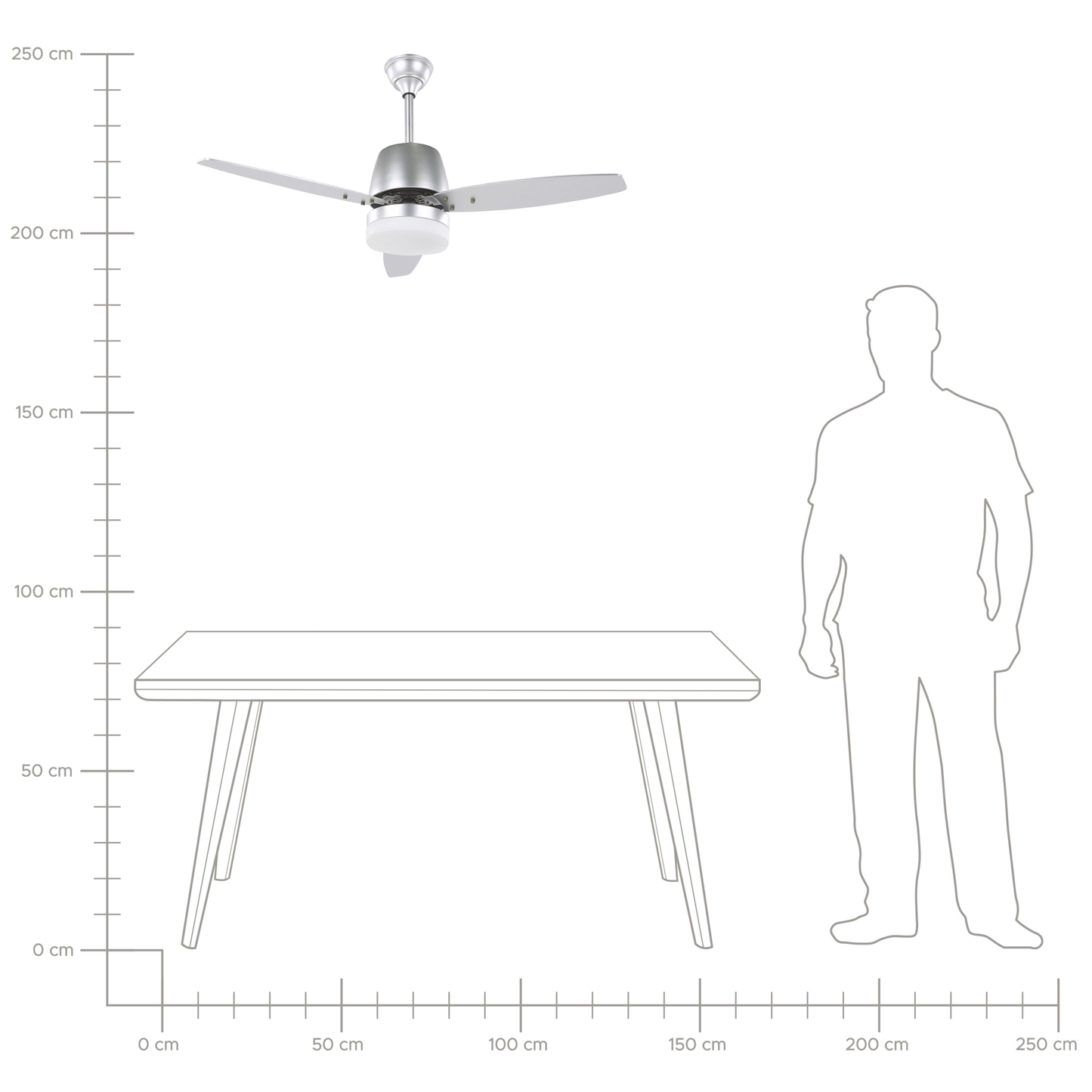 Deckenventilator mit Licht MLAVA mit Fernbedienung Silber