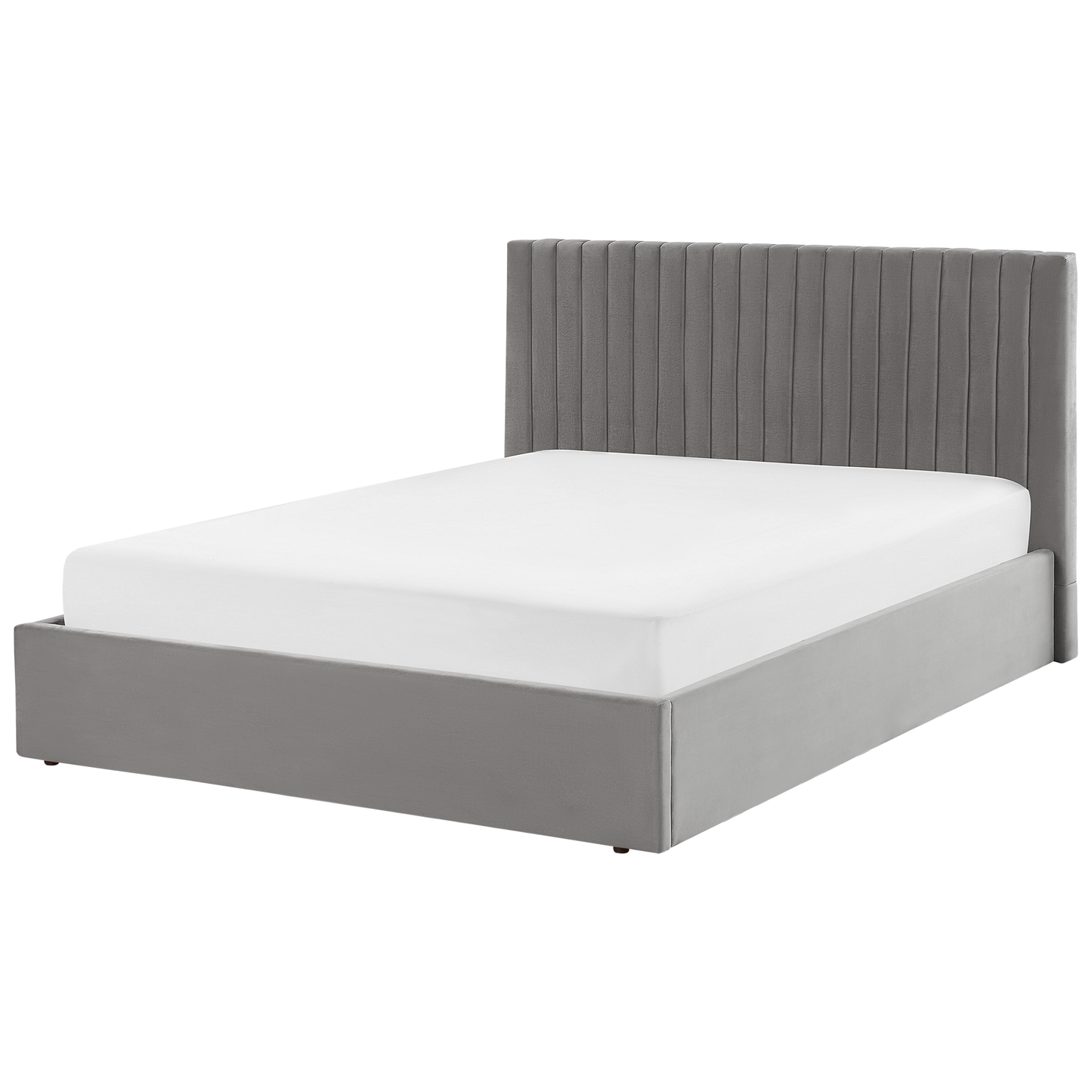 Bett mit Stauraum Samtstoff VION 160 x 200 cm Grau