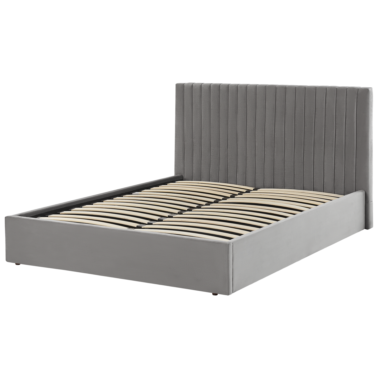 Bett mit Stauraum Samtstoff VION 160 x 200 cm Grau