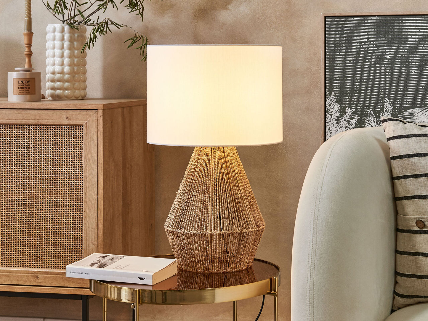 Tischleuchte MALEWA Geflecht Naturfarben