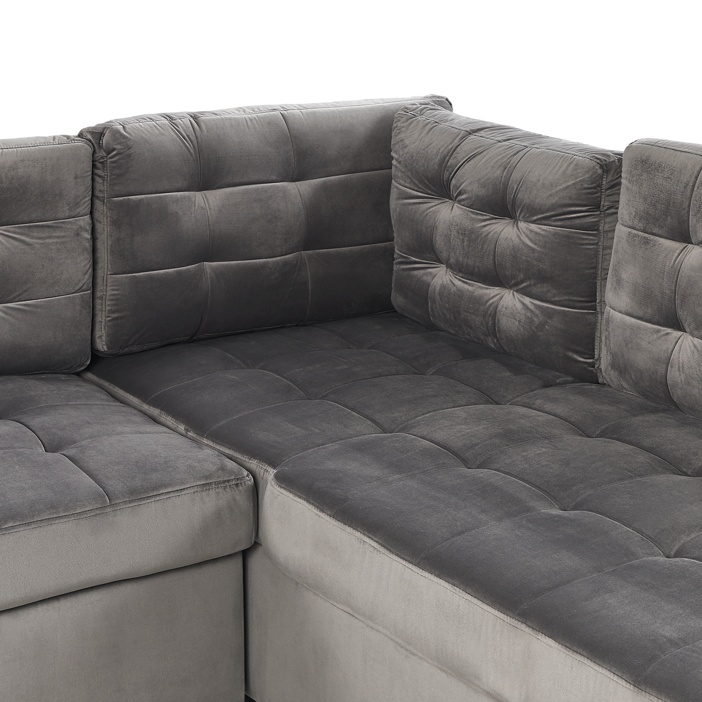 Ecksofa mit Schlaffunktion Samtstoff grau linksseitig VARNAMO