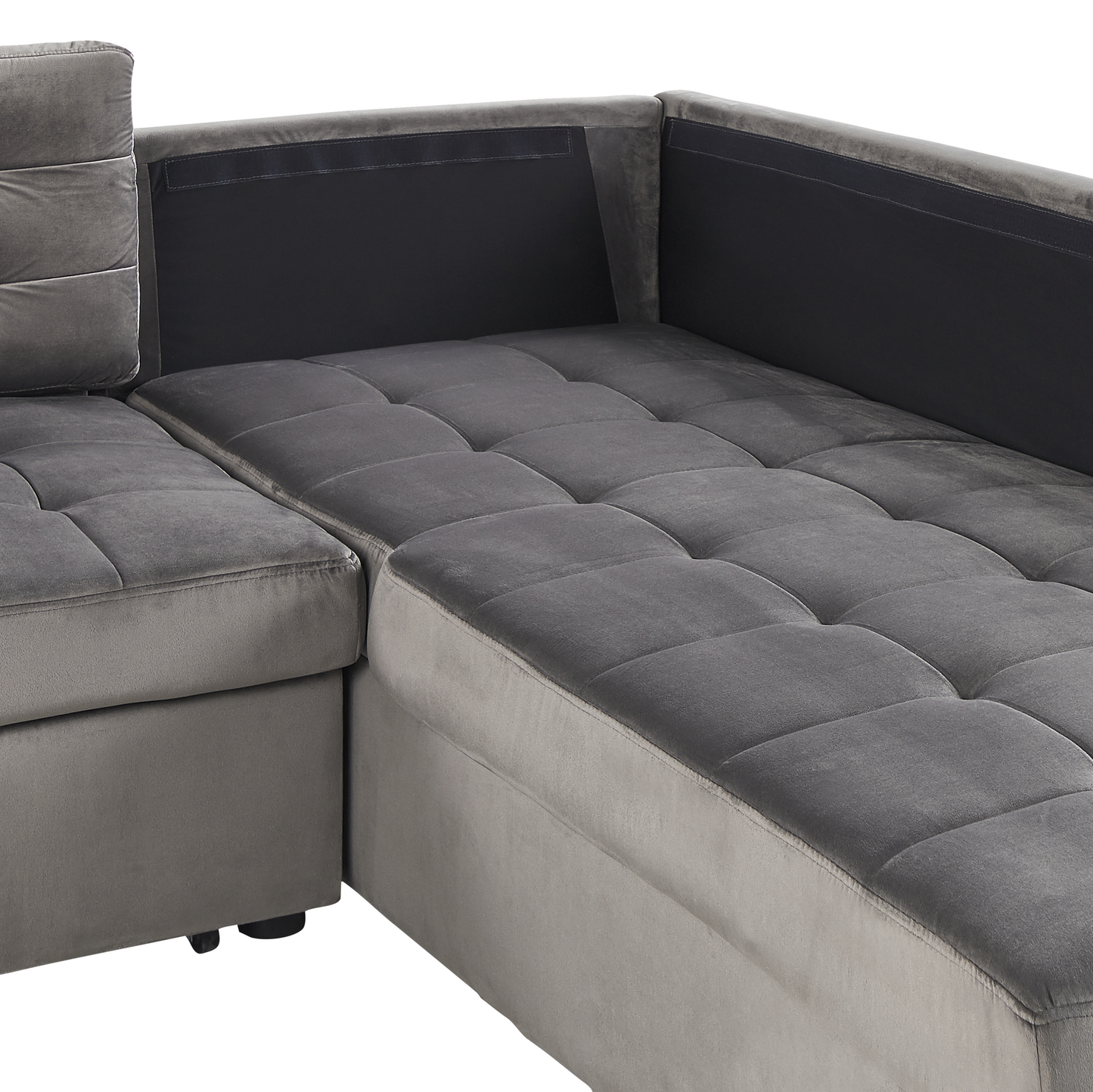 Ecksofa mit Schlaffunktion Samtstoff grau linksseitig VARNAMO