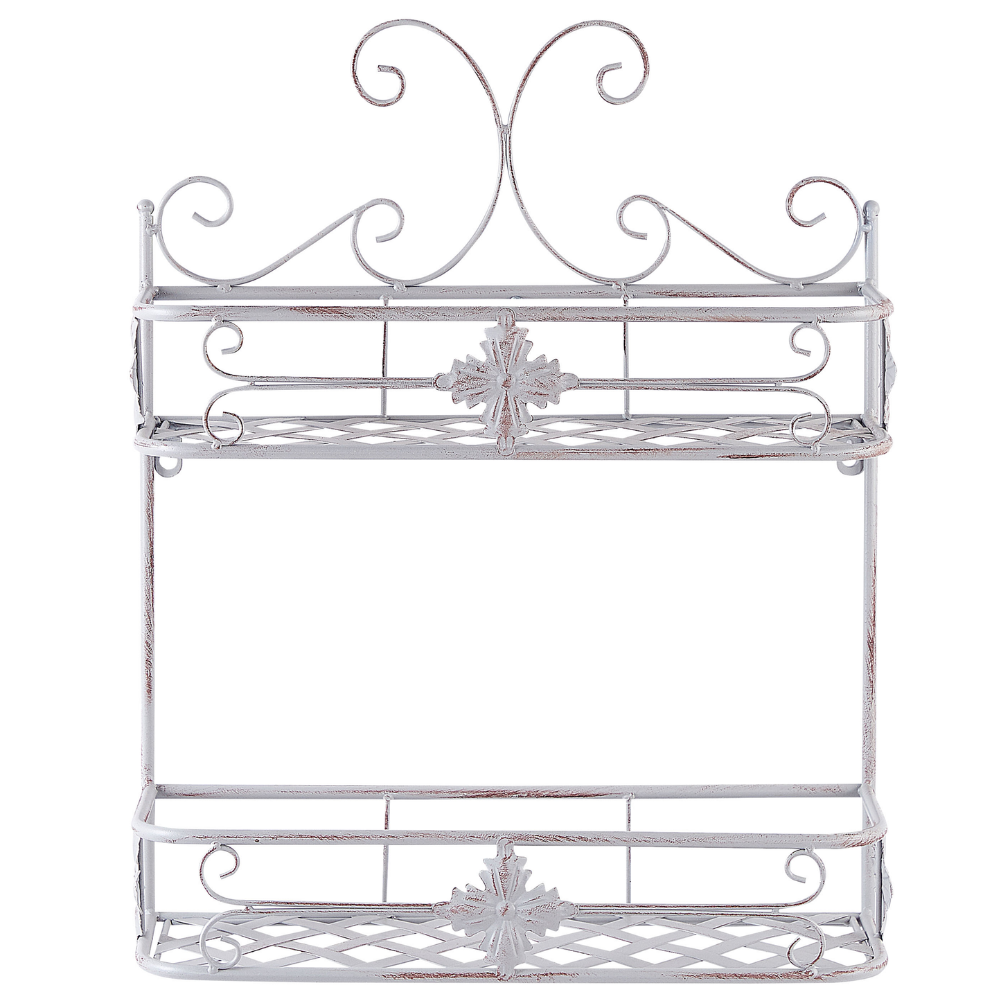 Bad Wandregal Metall Antik Optik grau 2 Etagen MARAYES