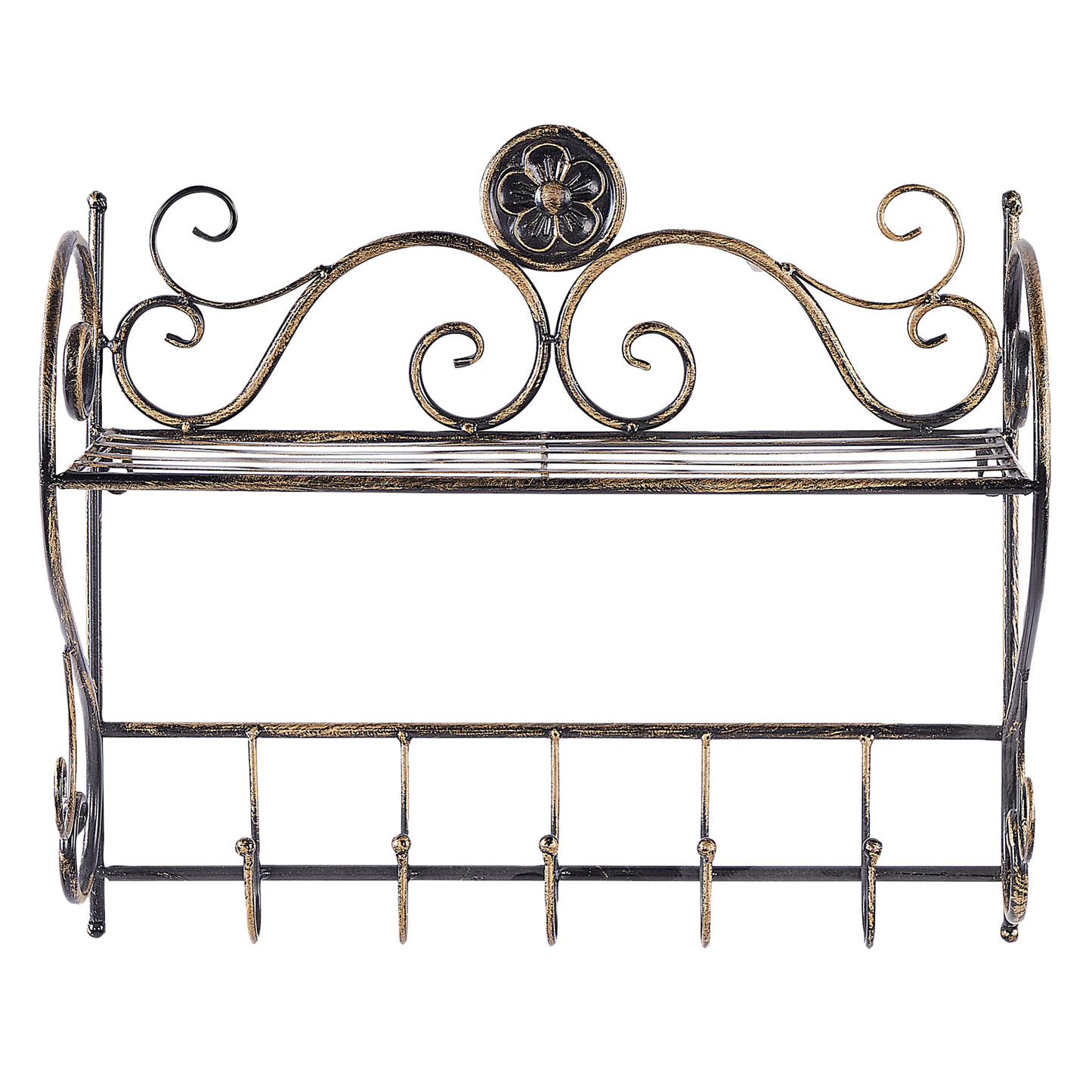 Bad Wandregal Metall Antik Optik schwarz mit Haken OSORNO