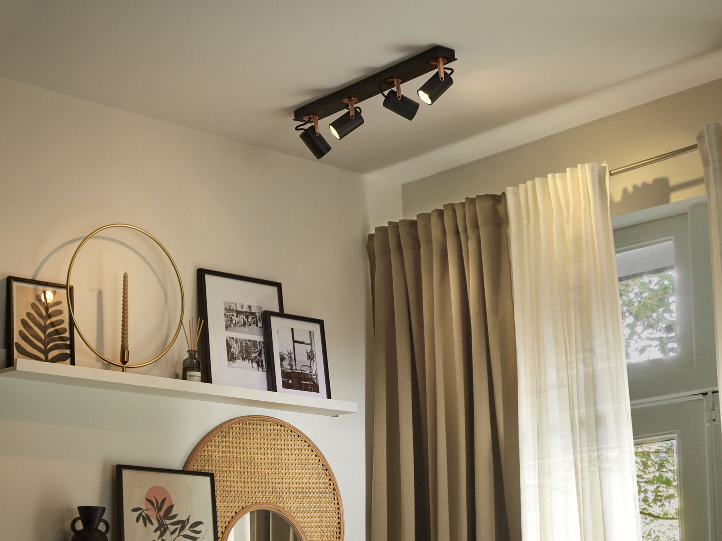 Deckenleuchte Metall schwarz / kupfer 4-flammig rund KLIP