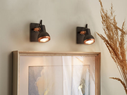 Wandleuchte Metall schwarz / kupfer 2er Set rund BARO