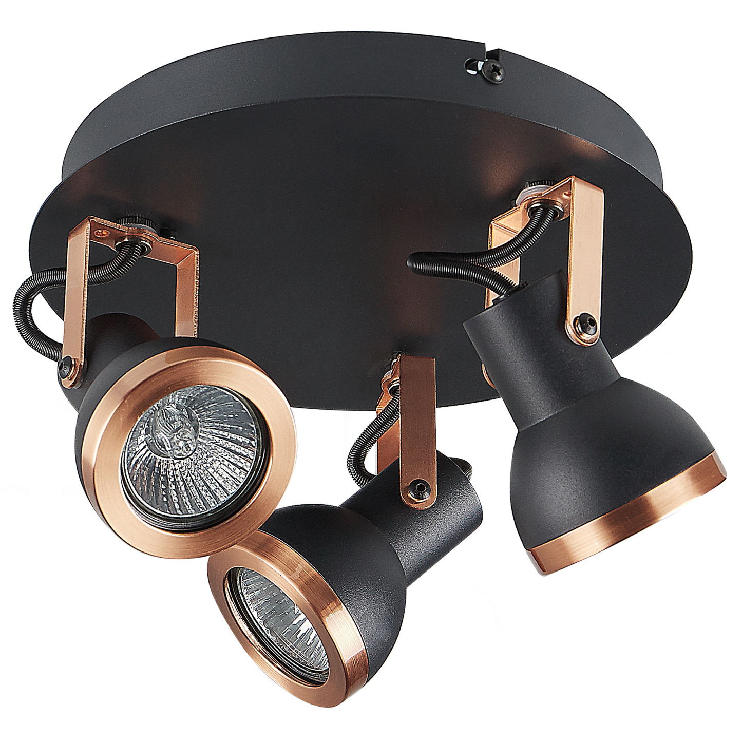Deckenleuchte schwarz / kupfer 3-flammig rund BARO