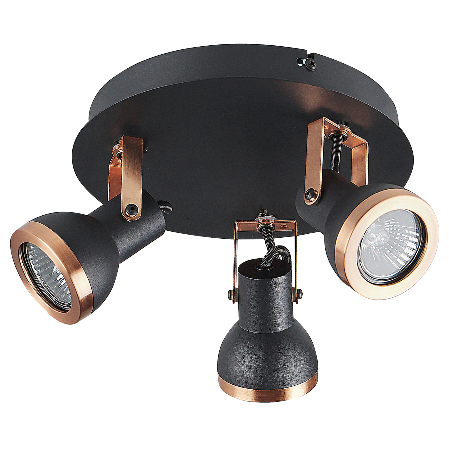 Deckenleuchte schwarz / kupfer 3-flammig rund BARO