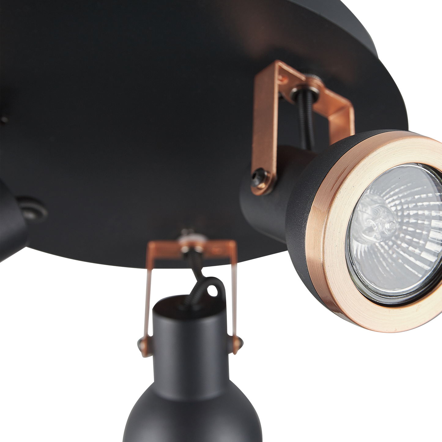 Deckenleuchte schwarz / kupfer 3-flammig rund BARO