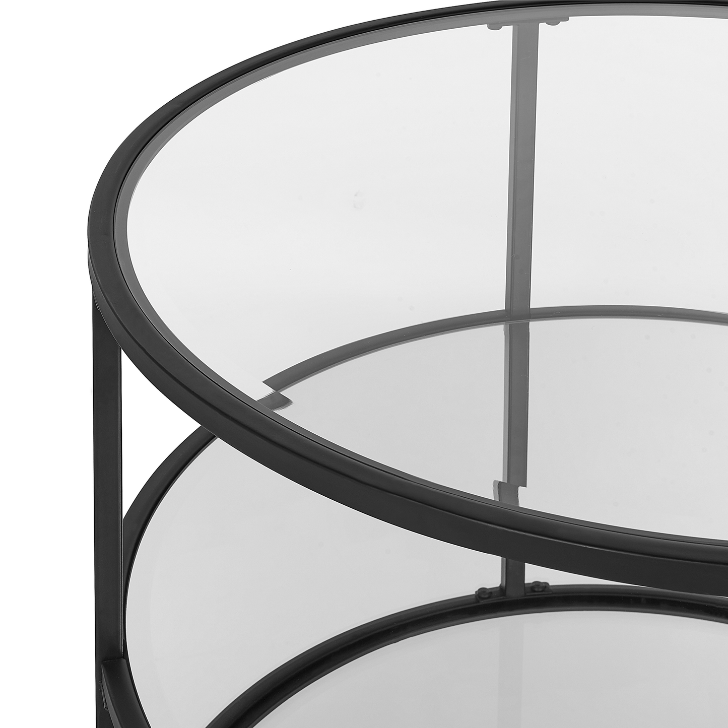 Couchtisch Glas / Metall schwarz ⌀ 70 cm BIRNEY