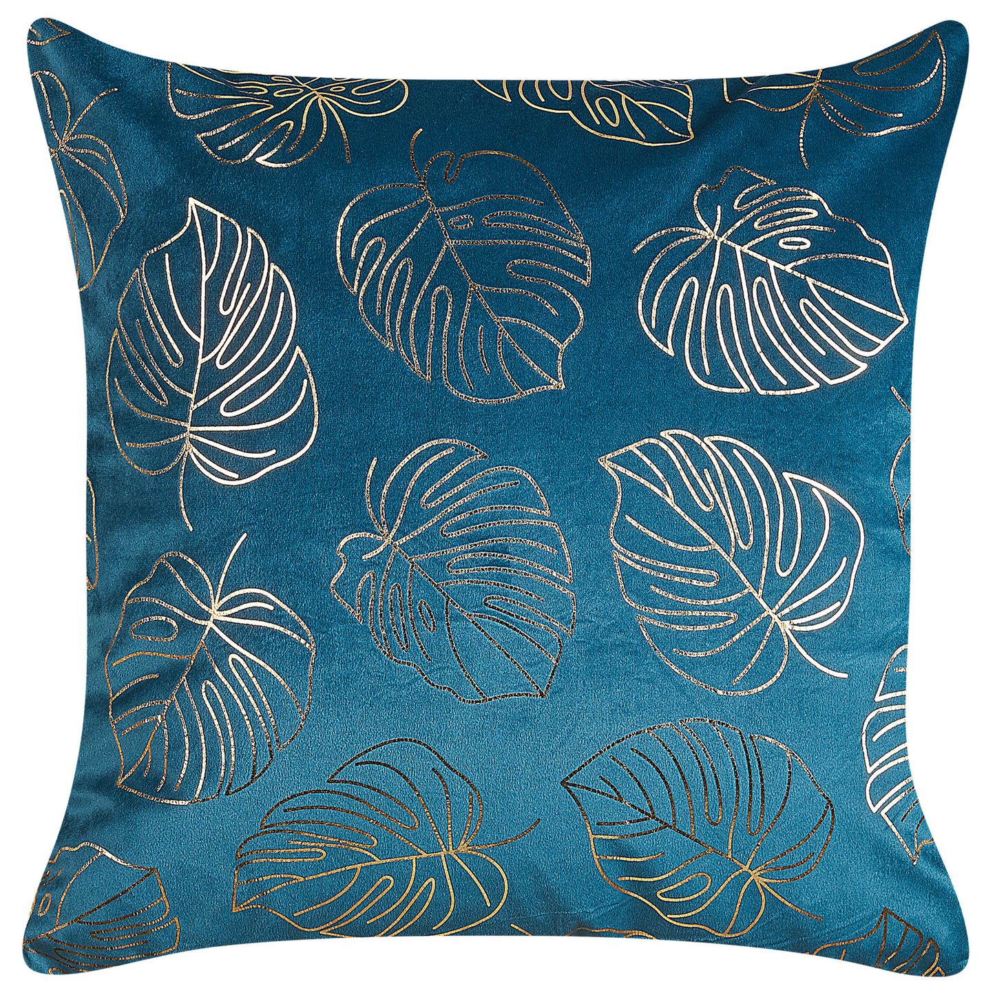 Dekokissen 2er Set DELICIOSA Samtstoff 45 x 45 cm Blau Pflanzenmuster