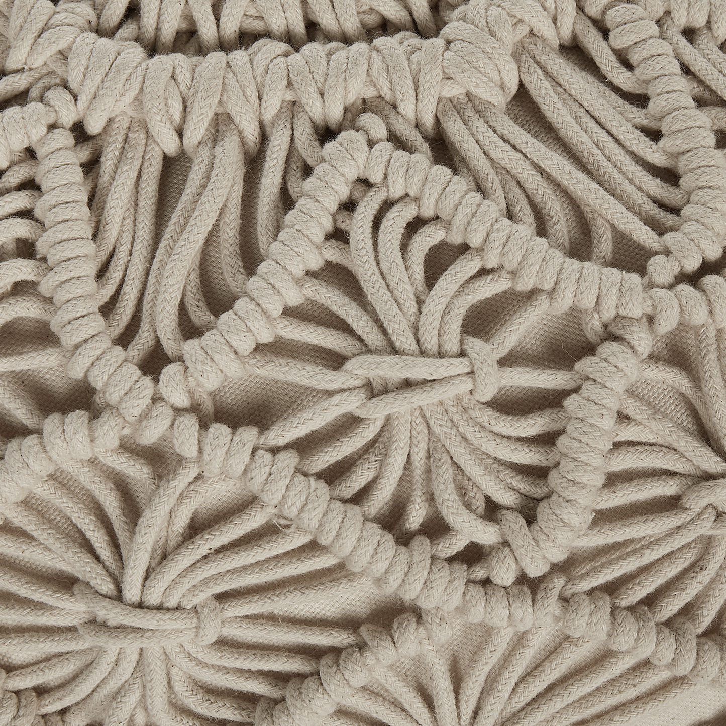 Pouf Makramee Baumwolle beige ⌀ 50 cm BERKANE