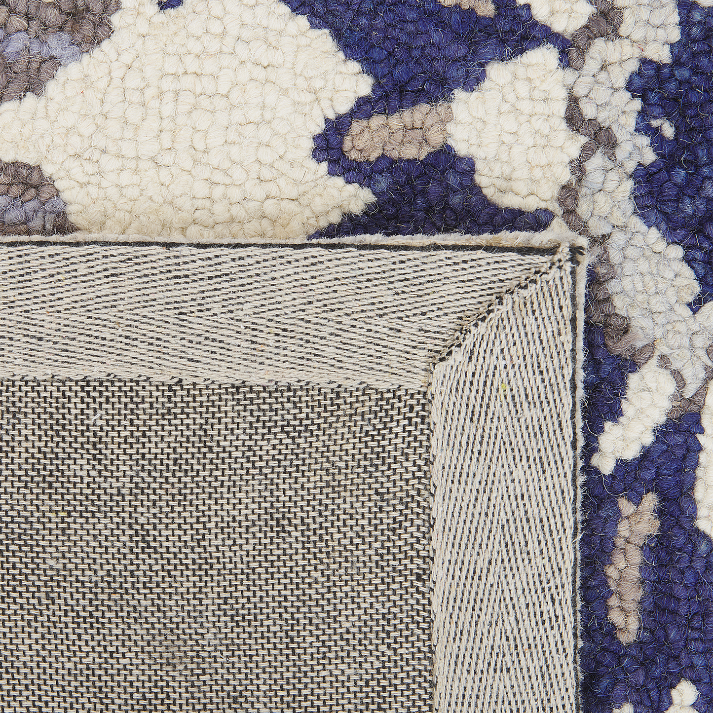 Teppich Wolle beige / blau 160 x 230 cm Kurzflor KUMRU