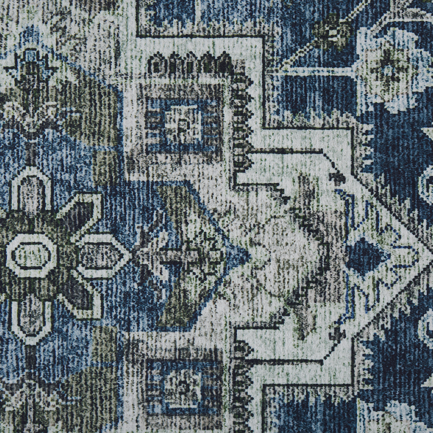 Teppich grau / blau 70 x 200 cm orientalisches Muster Kurzflor KOTTAR