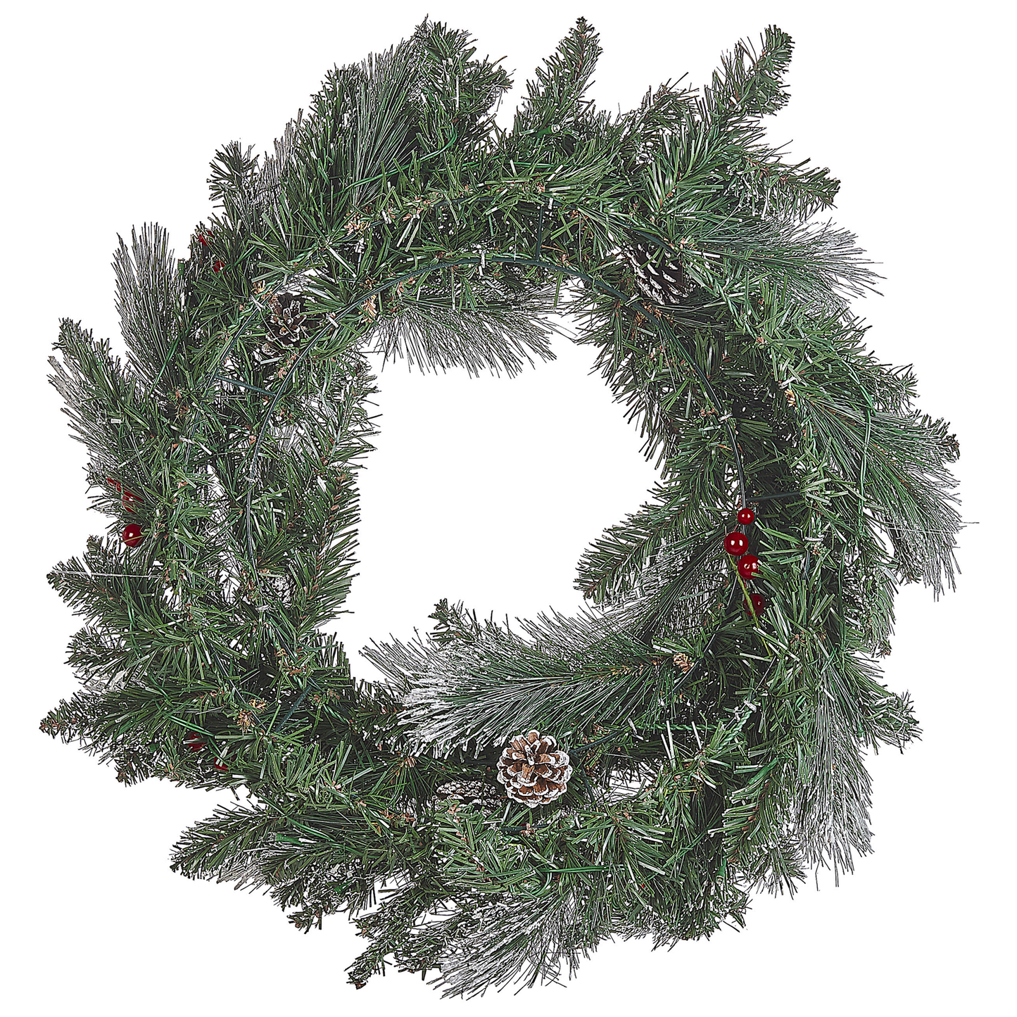 Weihnachtskranz grün mit LED-Beleuchtung Schnee bedeckt ⌀ 40 cm WAPTA