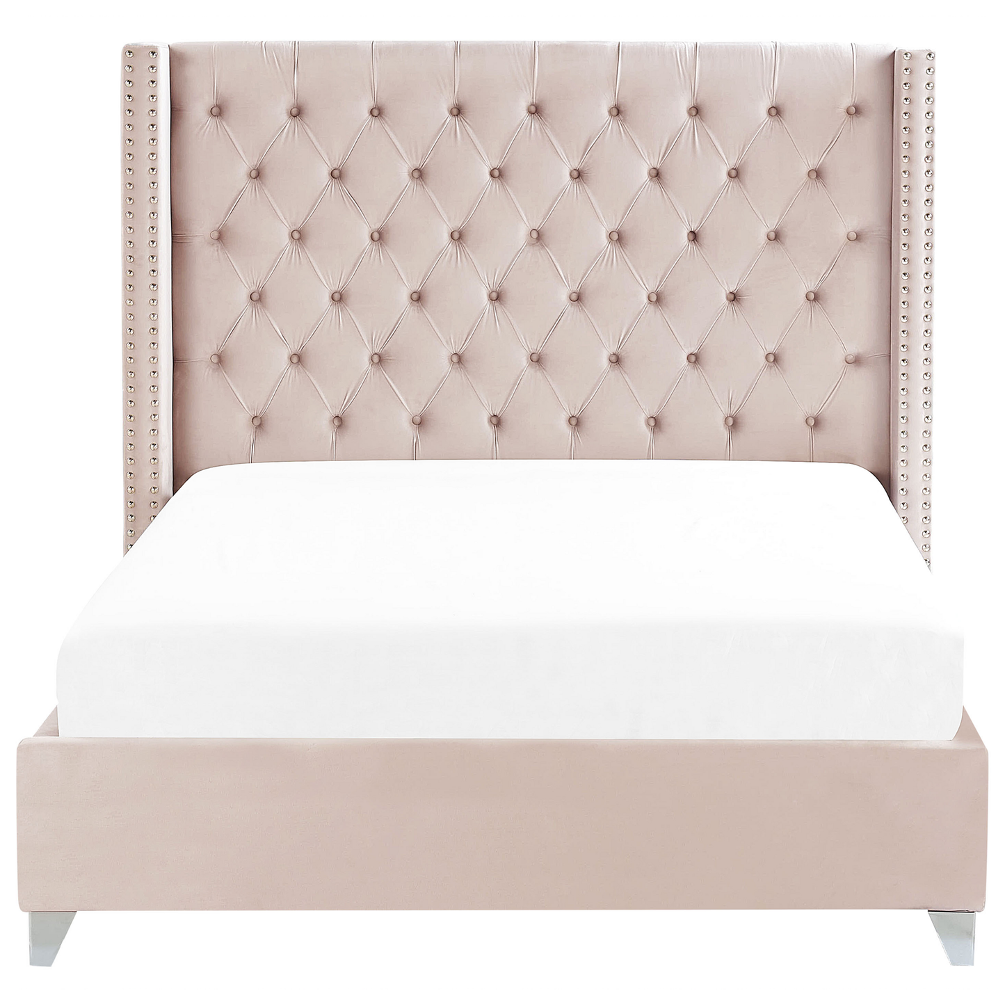 Bett mit Lattenrost Samtstoff LUBBON 160 x 200 cm Pastellrosa