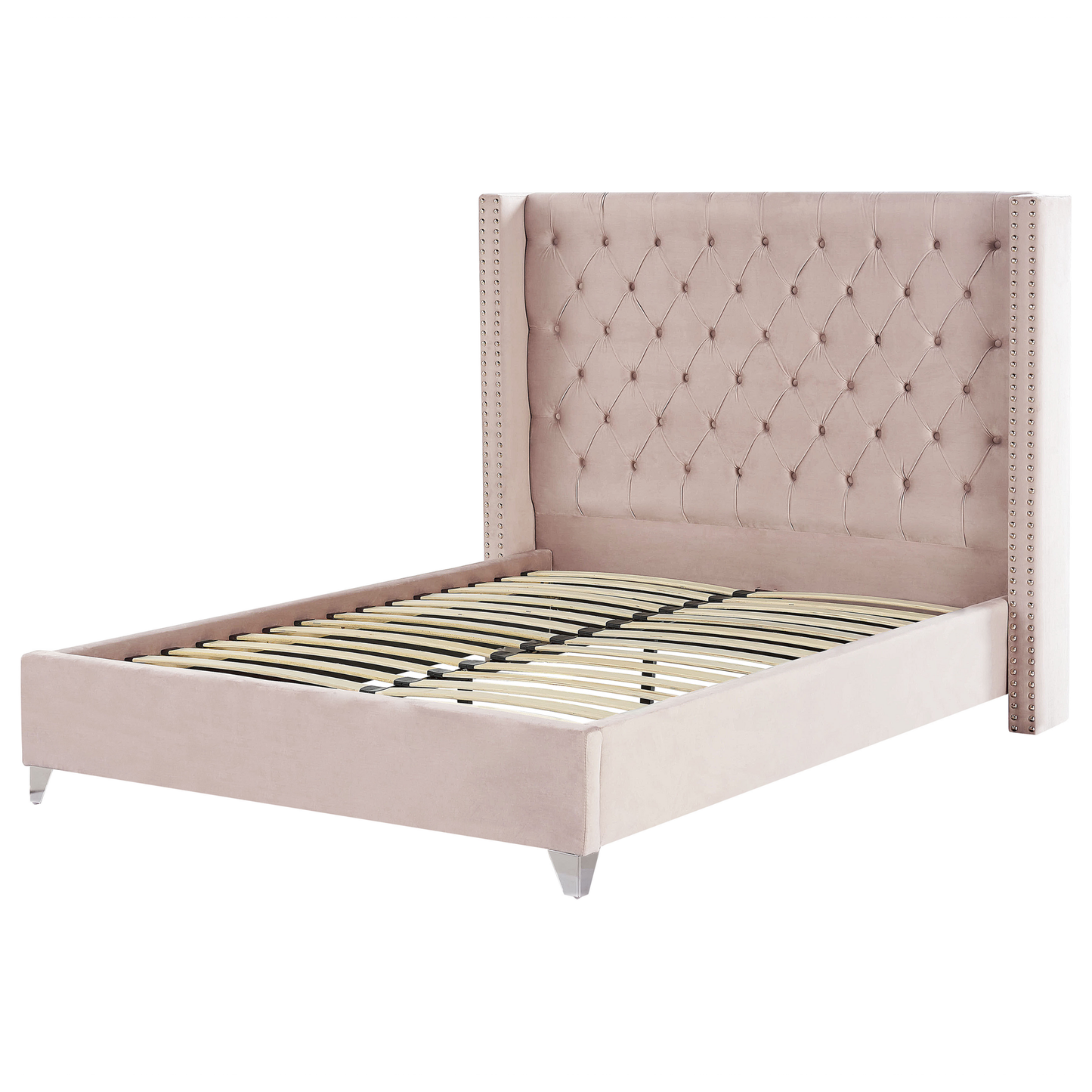 Bett mit Lattenrost Samtstoff LUBBON 160 x 200 cm Pastellrosa
