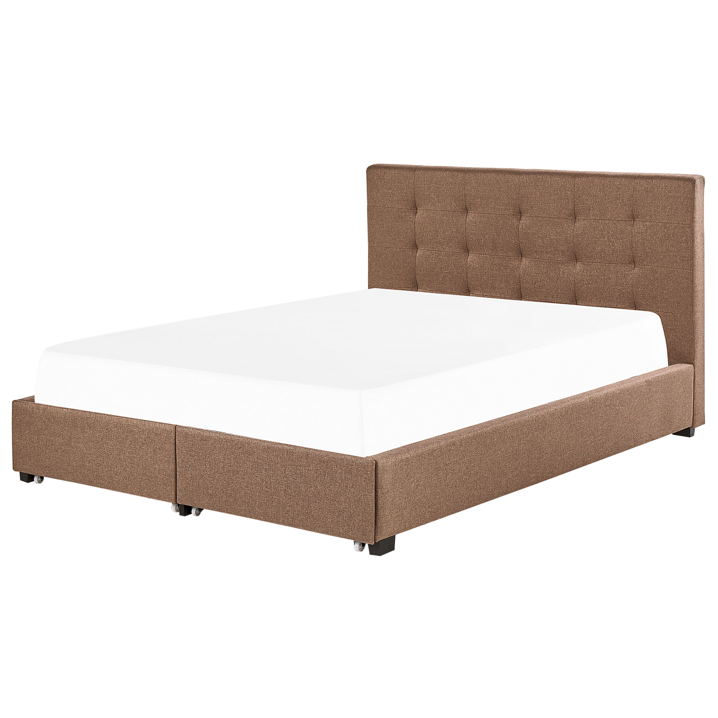 Bett mit Schubladen Stoff LA ROCHELLE 180 x 200 cm Braun