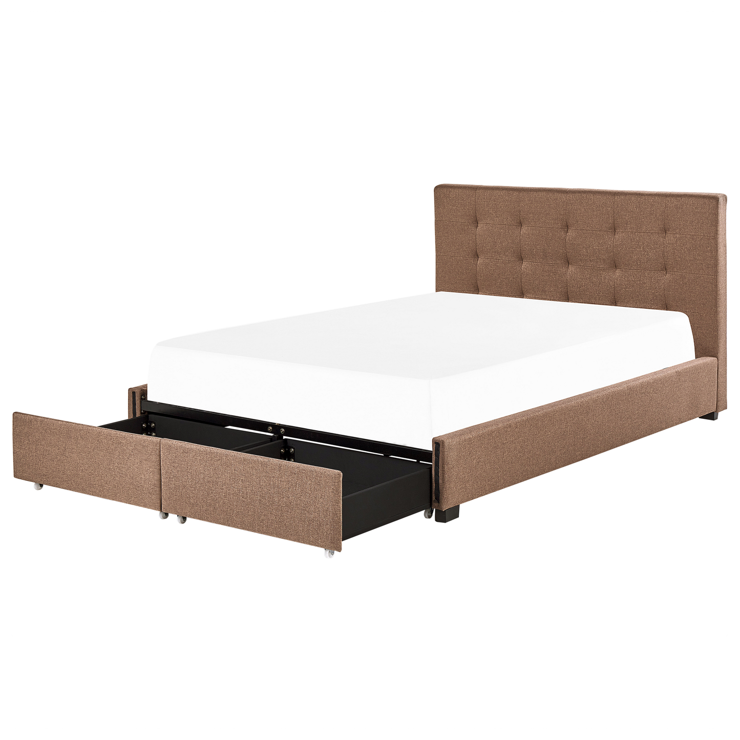 Bett mit Schubladen Stoff LA ROCHELLE 180 x 200 cm Braun