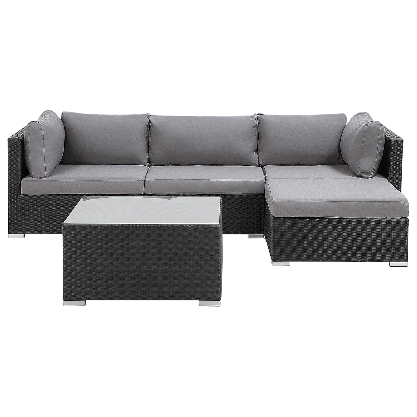 Lounge Set Rechtsseitig PE Rattan Schwarz SANO