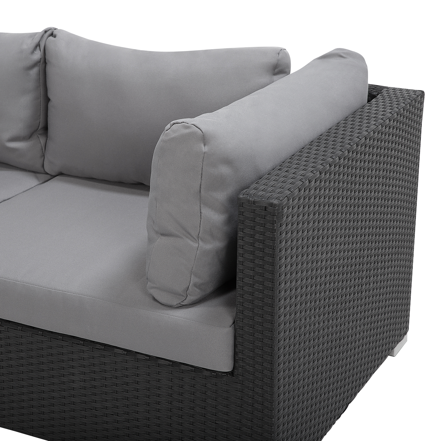 Lounge Set Rechtsseitig PE Rattan Schwarz SANO