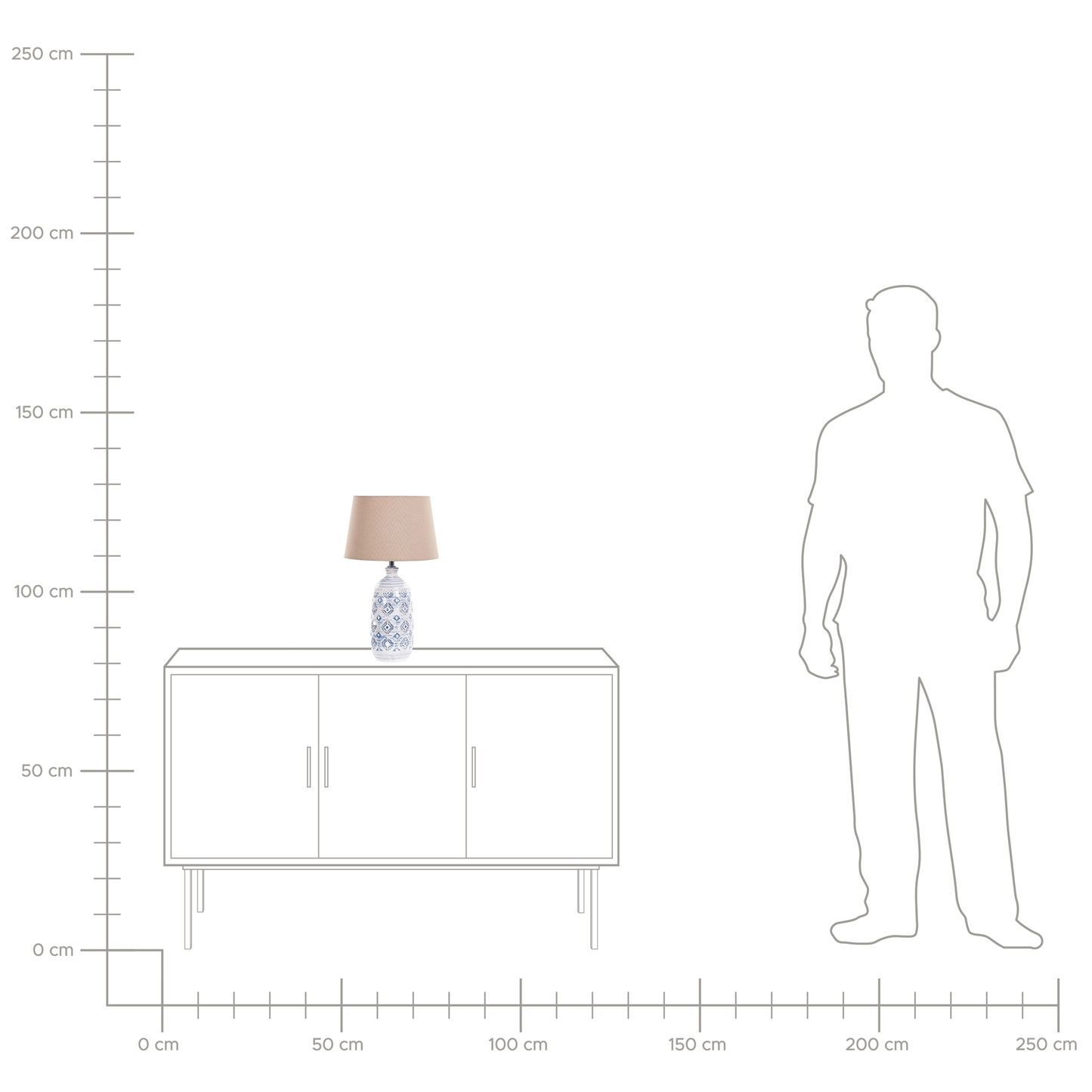 Tischlampe weiss / blau 45 cm Kegelform PALAKARIA