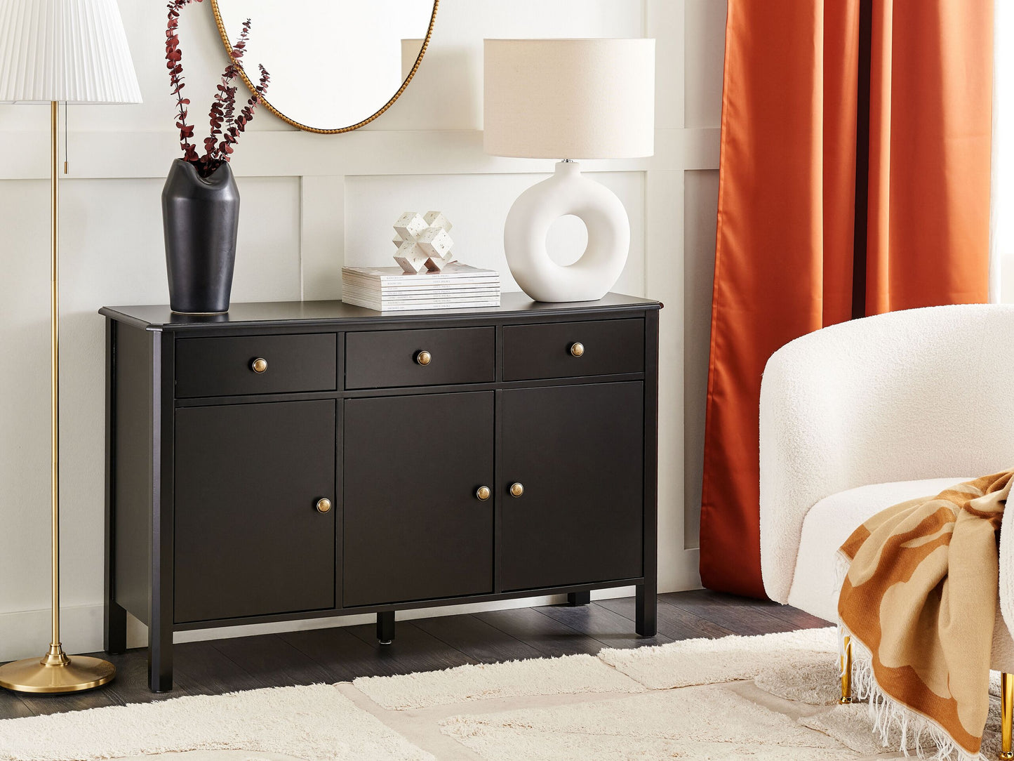 Sideboard mit 3 Türen OLATE 75 cm Schwarz