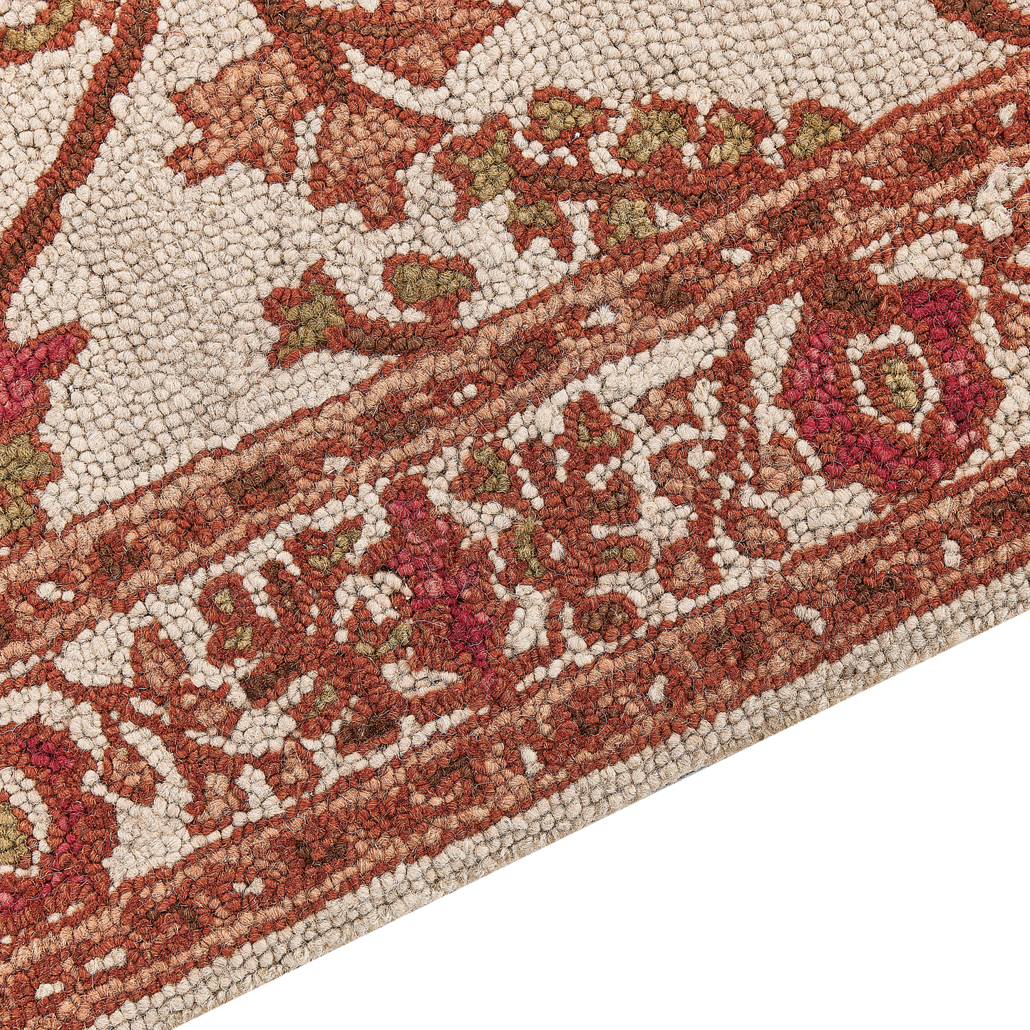 Teppich Wolle orange / beige 140 x 200 cm orientalisches Muster Kurzflor ADILCEVAZ