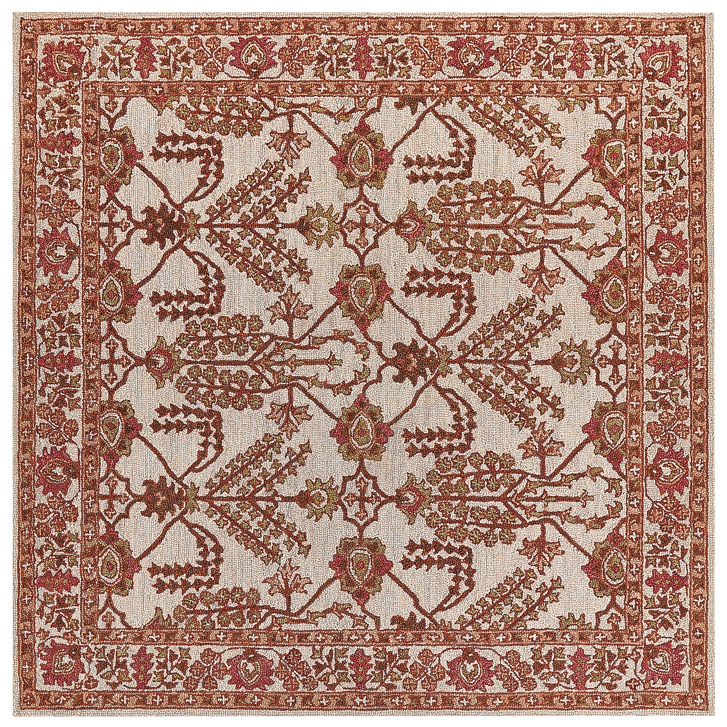 Teppich Wolle orange / beige 200 x 200 cm orientalisches Muster Kurzflor ADILCEVAZ