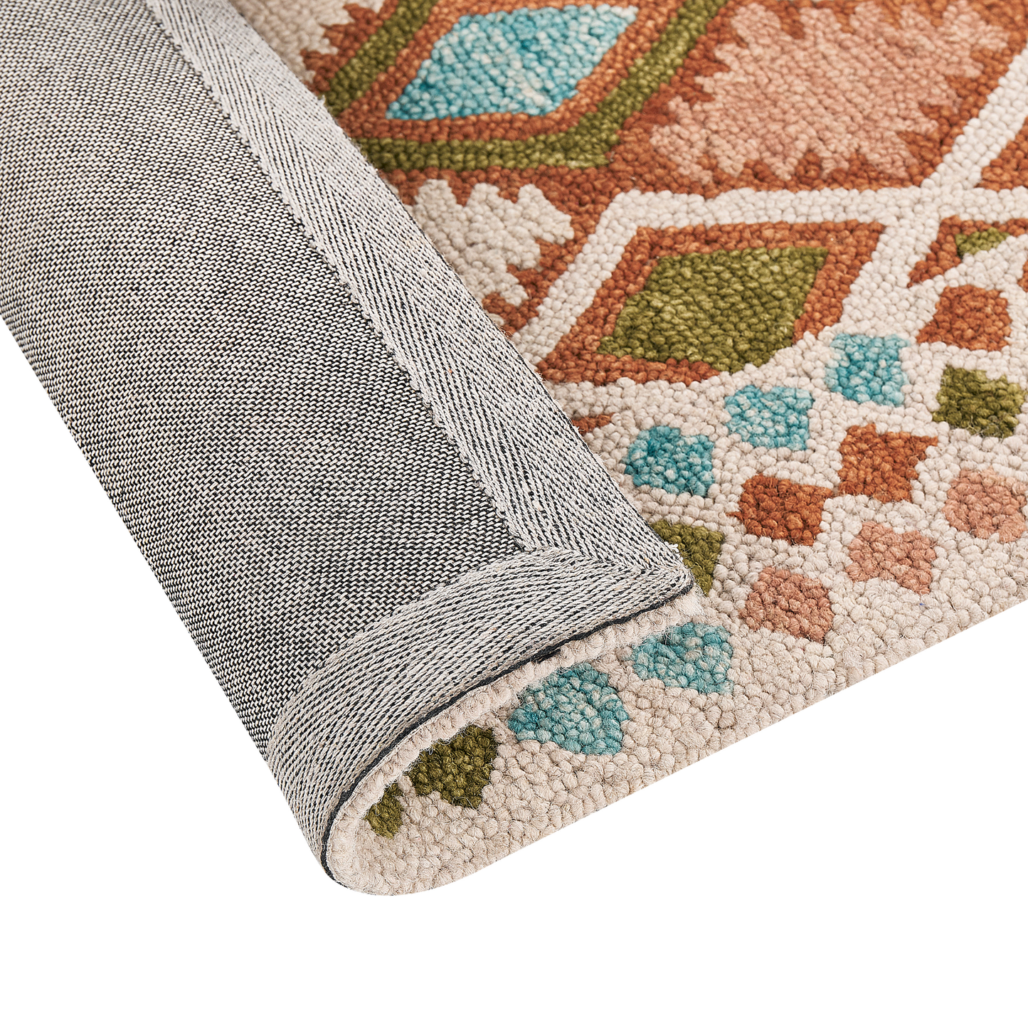 Teppich Wolle mehrfarbig 200 x 200 cm geometrisches Muster Kurzflor ERMENEK