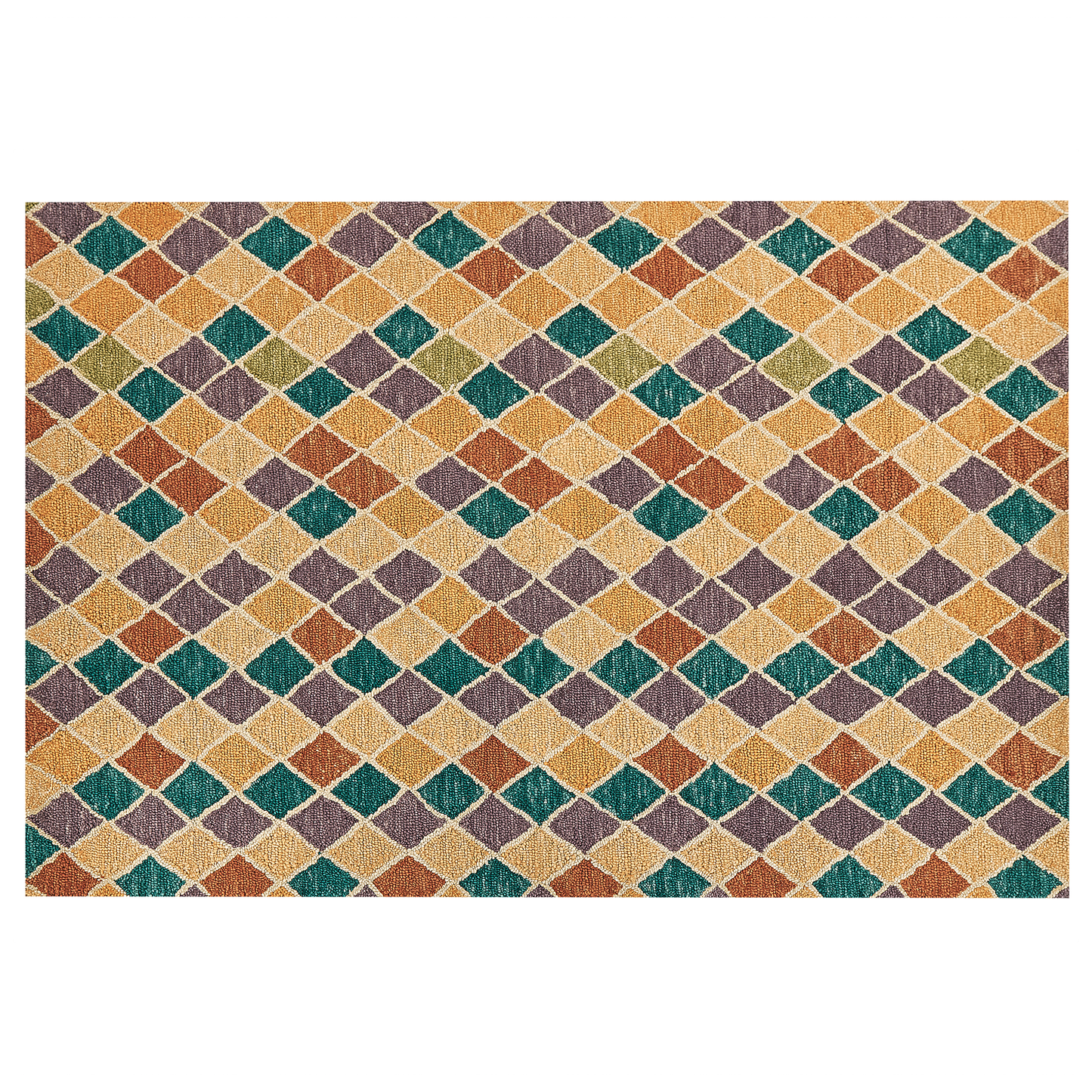Teppich Wolle mehrfarbig 140 x 200 cm geometrisches Muster Kurzflor KESKIN