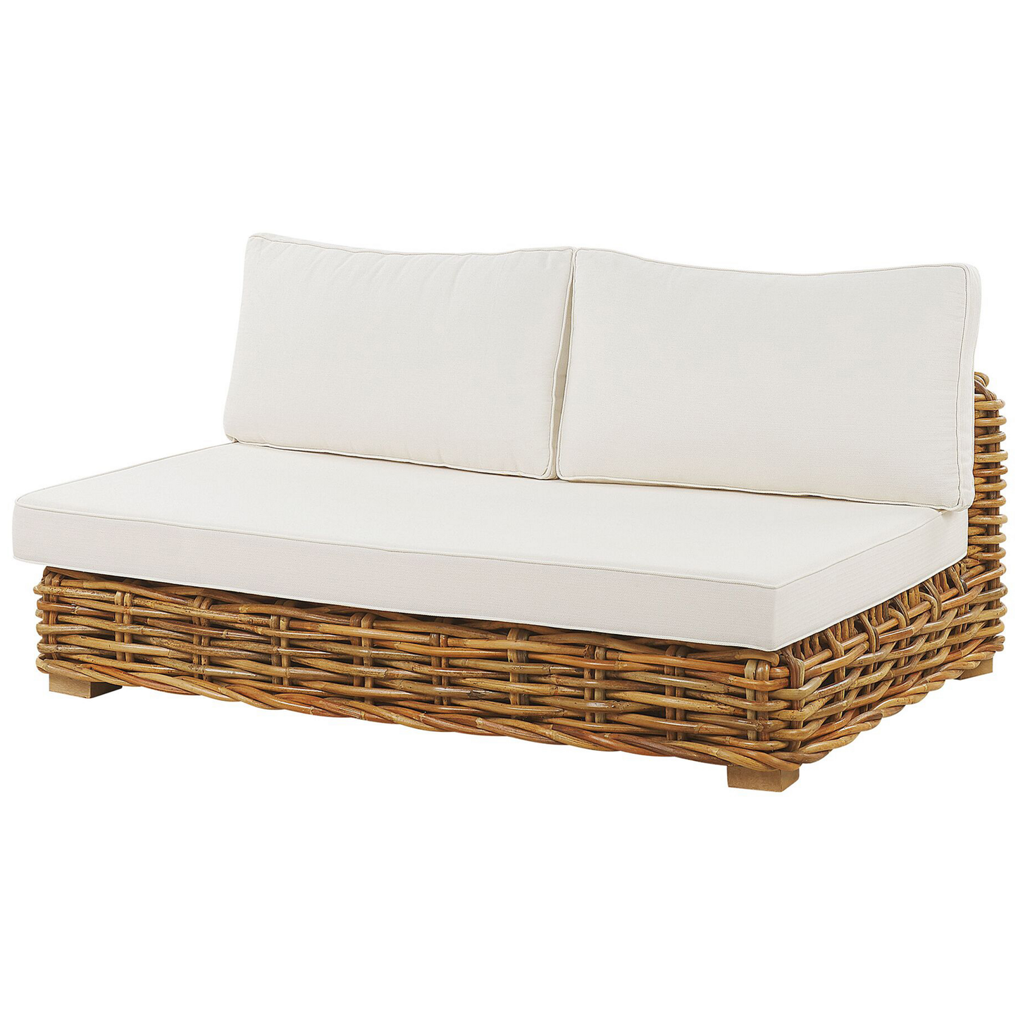 Lounge Set mit Tisch 4-Sitzer VARALLO rechtsseitig modular Rattan Naturfarben