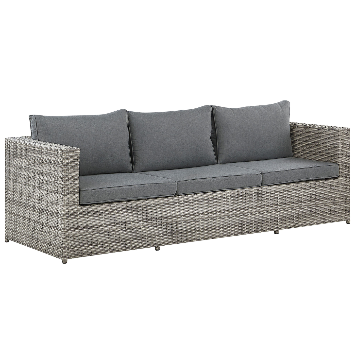 Garten Ecksofa mit Tisch 5-Sitzer SABBIA rechtsseitig modular Polyrattan Hellgrau