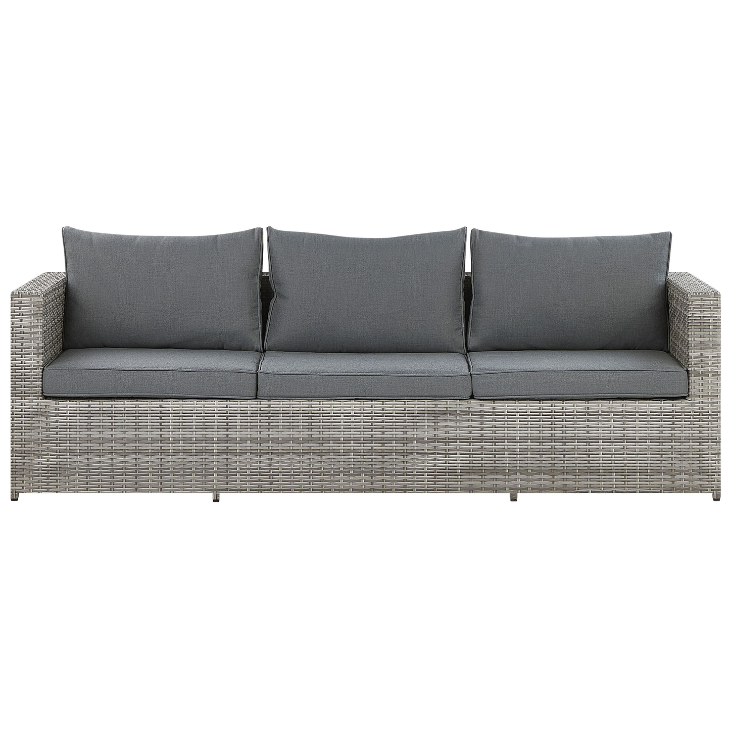 Garten Ecksofa mit Tisch 5-Sitzer SABBIA rechtsseitig modular Polyrattan Hellgrau