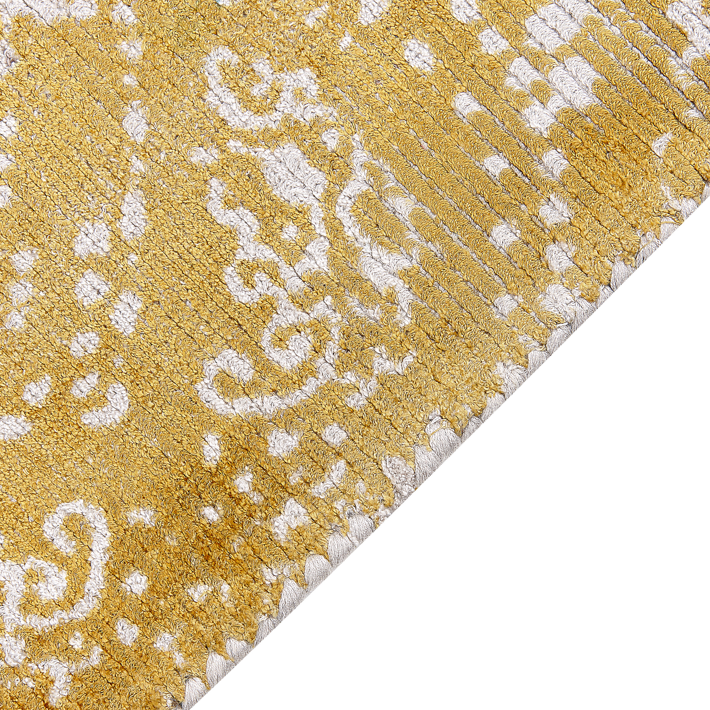 Teppich Viskose senfgelb / beige 80 x 150 cm orientalisches Muster Kurzflor BOYALI