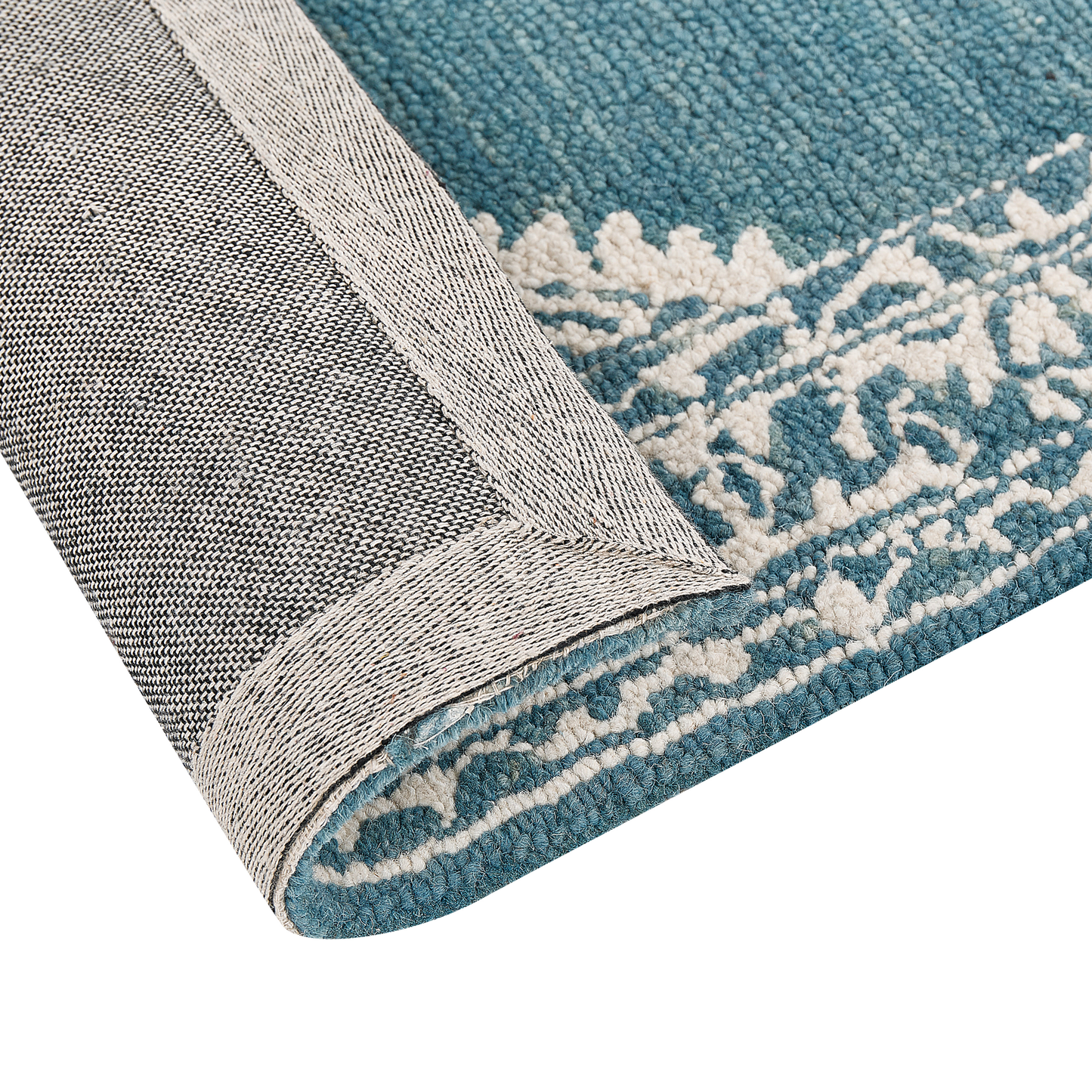 Teppich Wolle weiss / blau 80 x 150 cm GEVAS