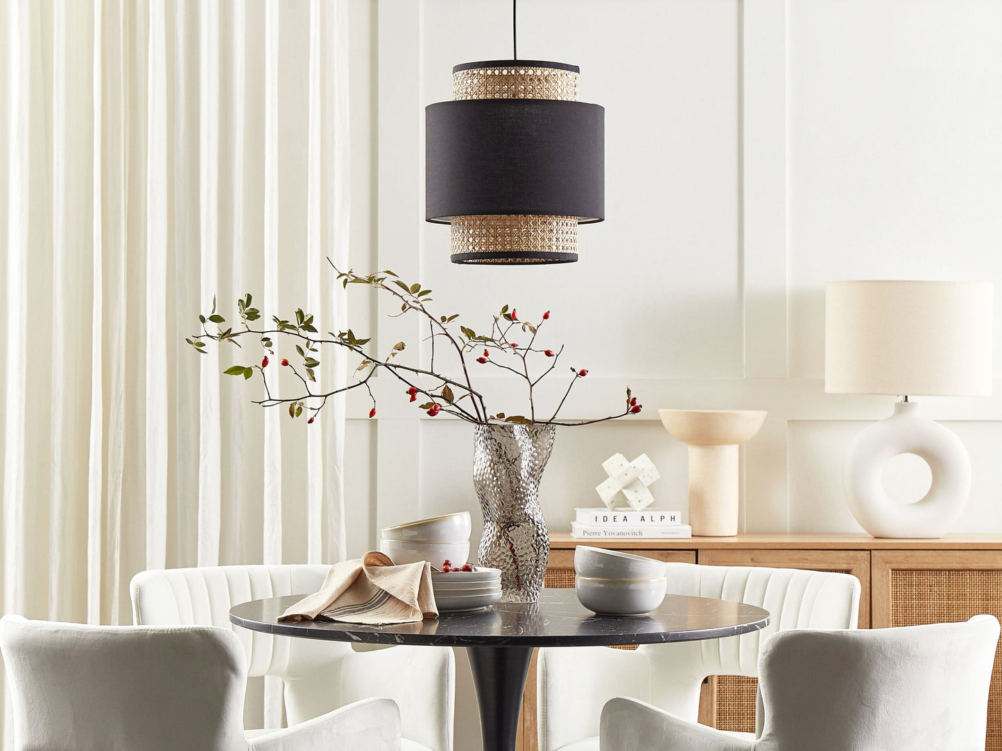 Hängelampe BOERI Rattan Schwarz