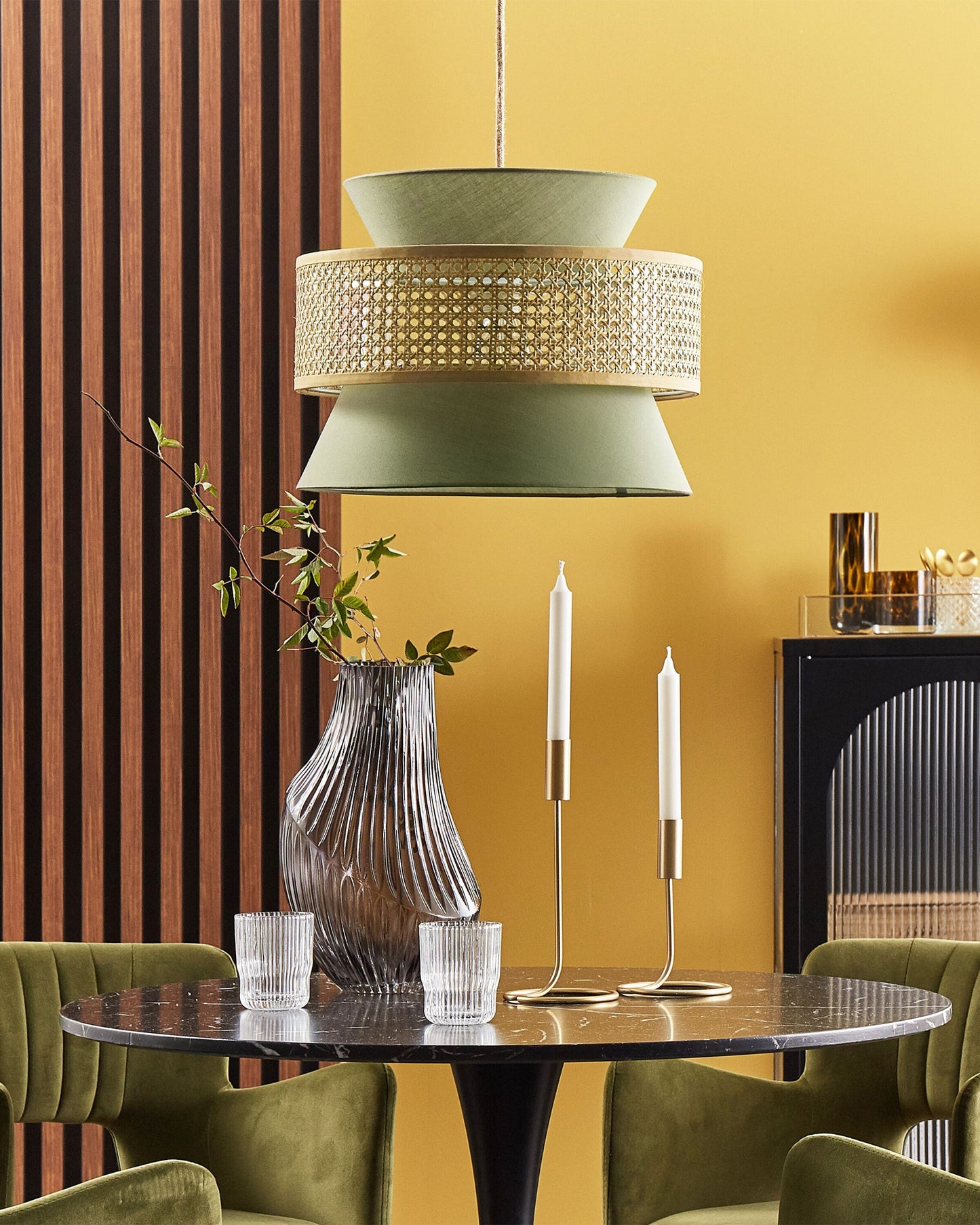 Hängelampe LUYANO Rattan Hellgrün