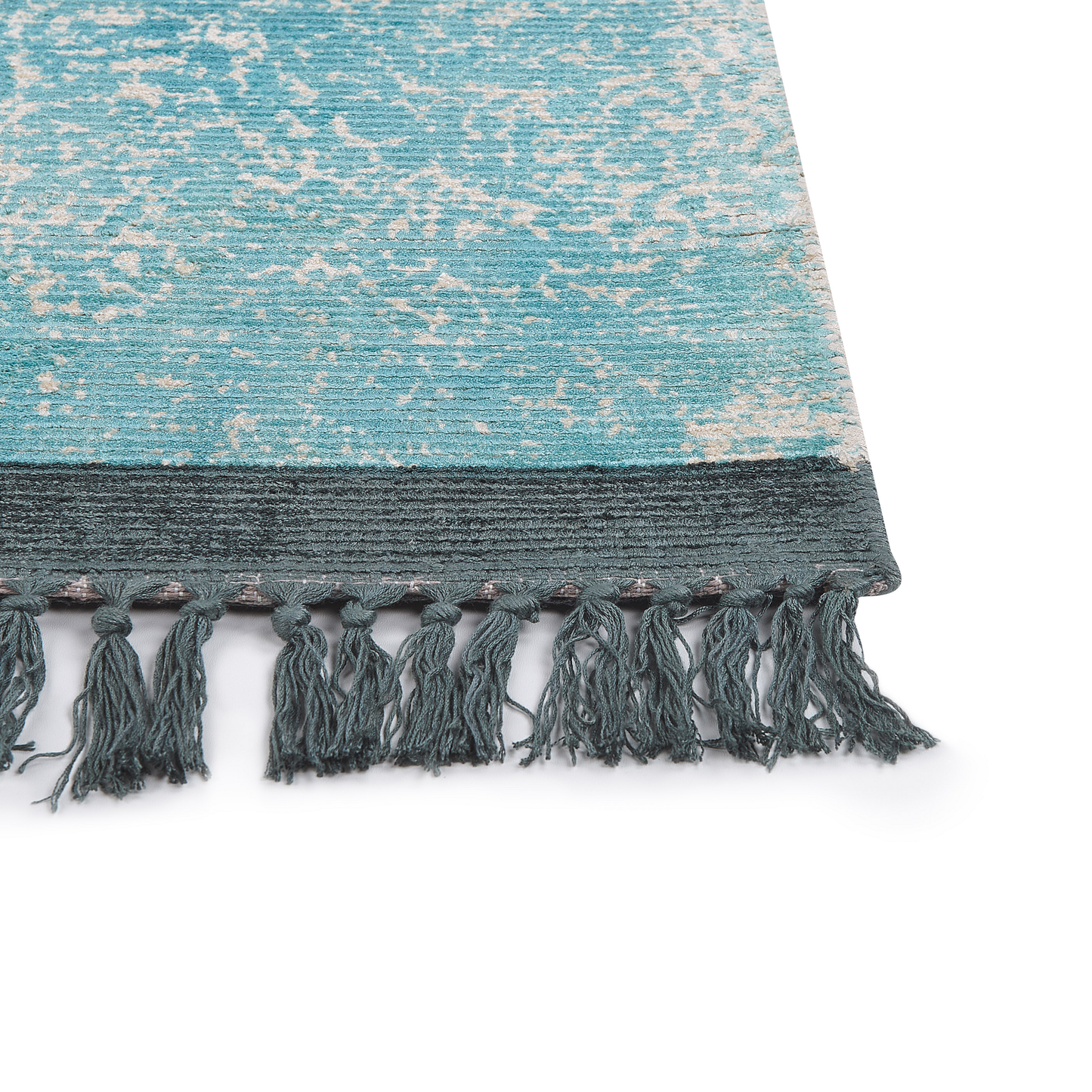 Teppich Viskose hellblau / beige 140 x 200 cm cm orientalisches Muster Kurzflor AKARSU