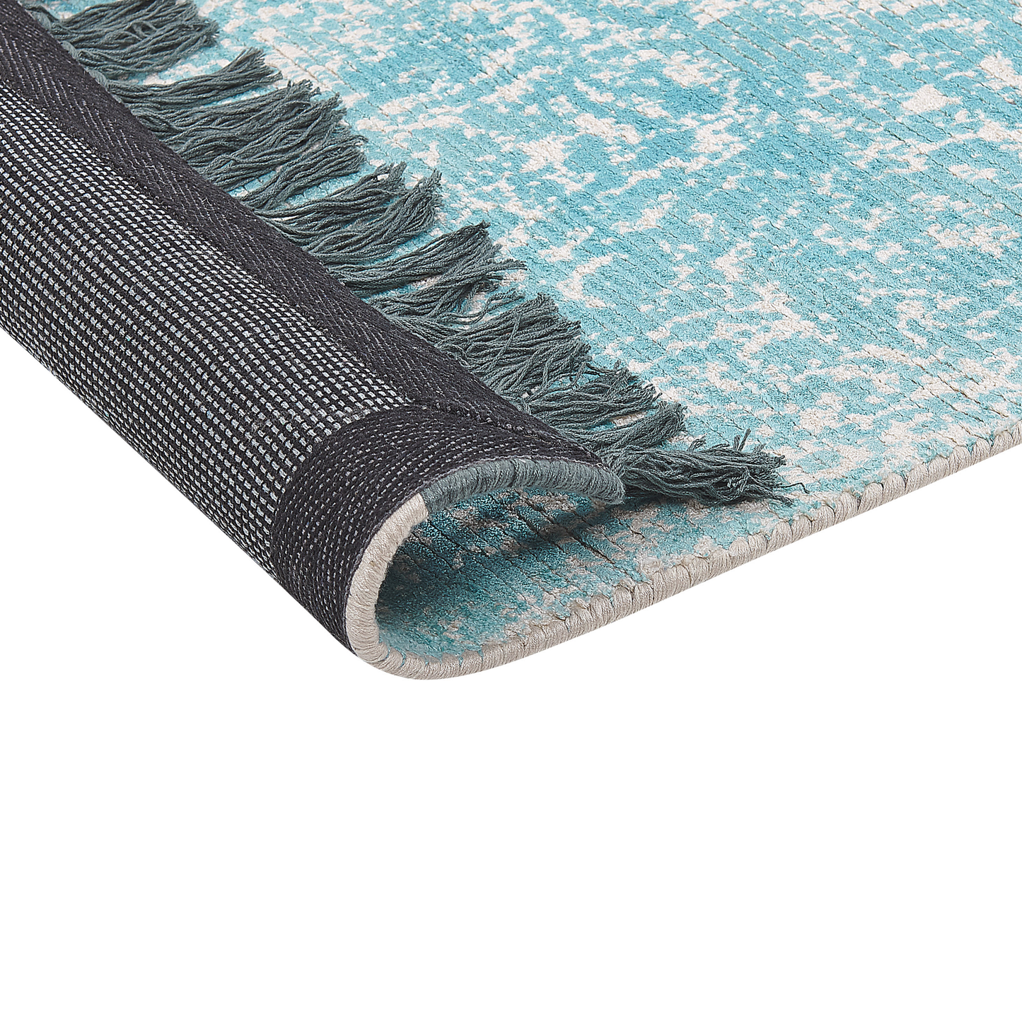 Teppich Viskose hellblau / beige 140 x 200 cm cm orientalisches Muster Kurzflor AKARSU