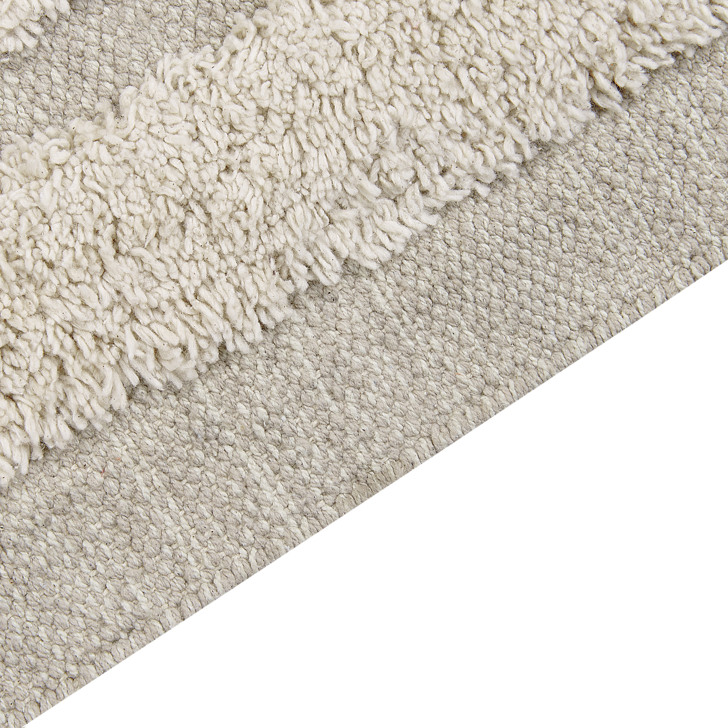 Teppich Baumwolle hellbeige 80 x 150 cm geometrisches Muster Fransen Kurzflor HAKKARI